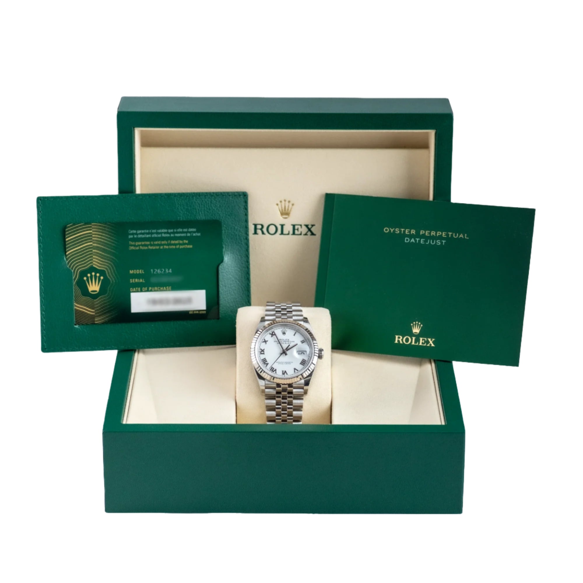 Rolex Datejust 36 White Roman Oystersteel White Gold Jubilee 126234 -  Full set