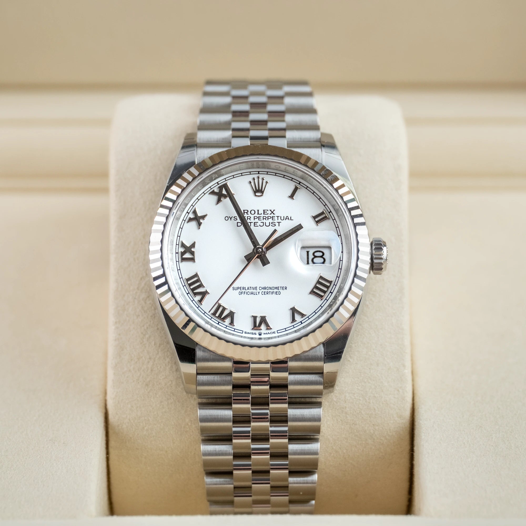 Rolex Datejust 36 White Roman Oystersteel White Gold Jubilee 126234 - In box