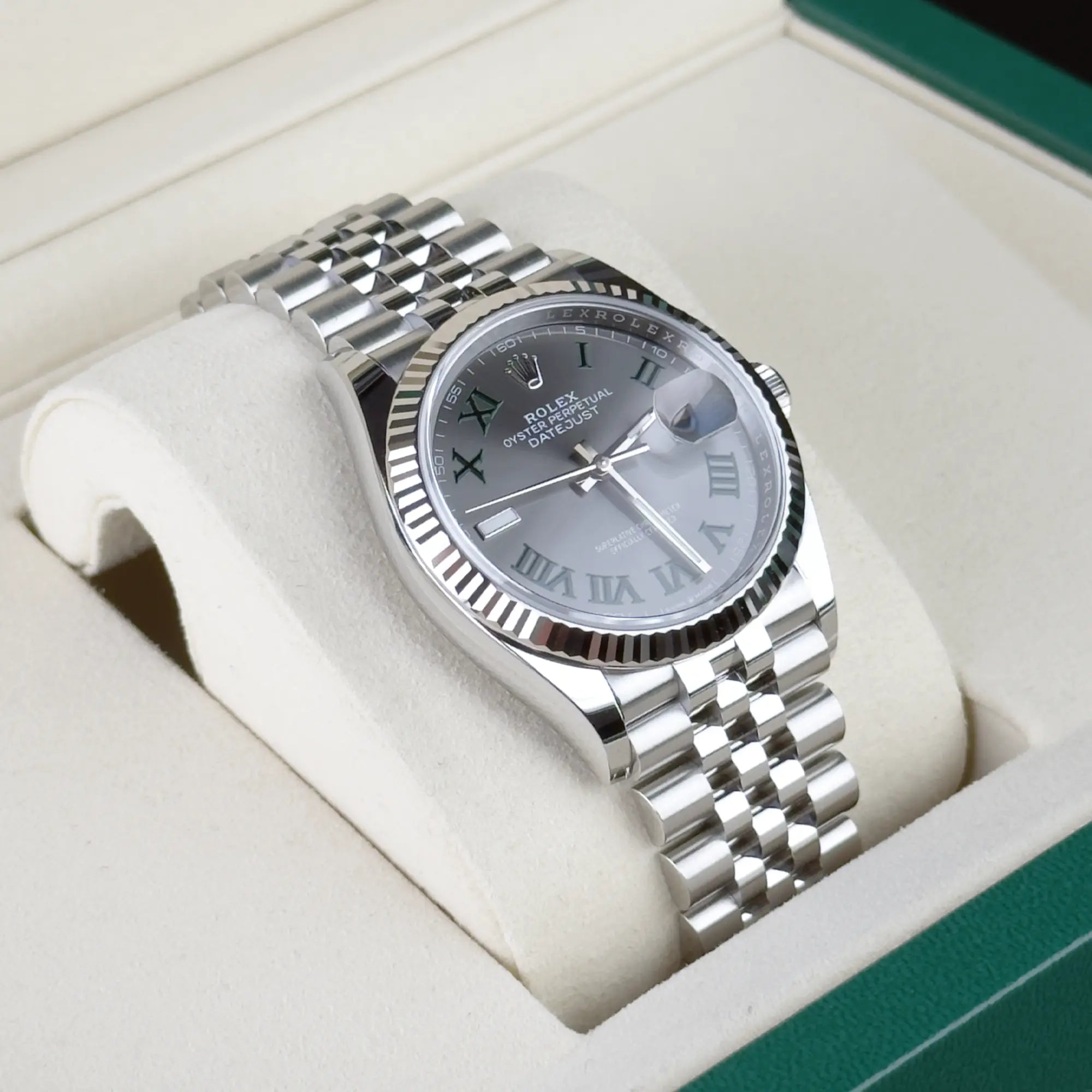 Rolex Datejust 36 Wimbledon Oystersteel White Gold Jubilee 126234 - Left
