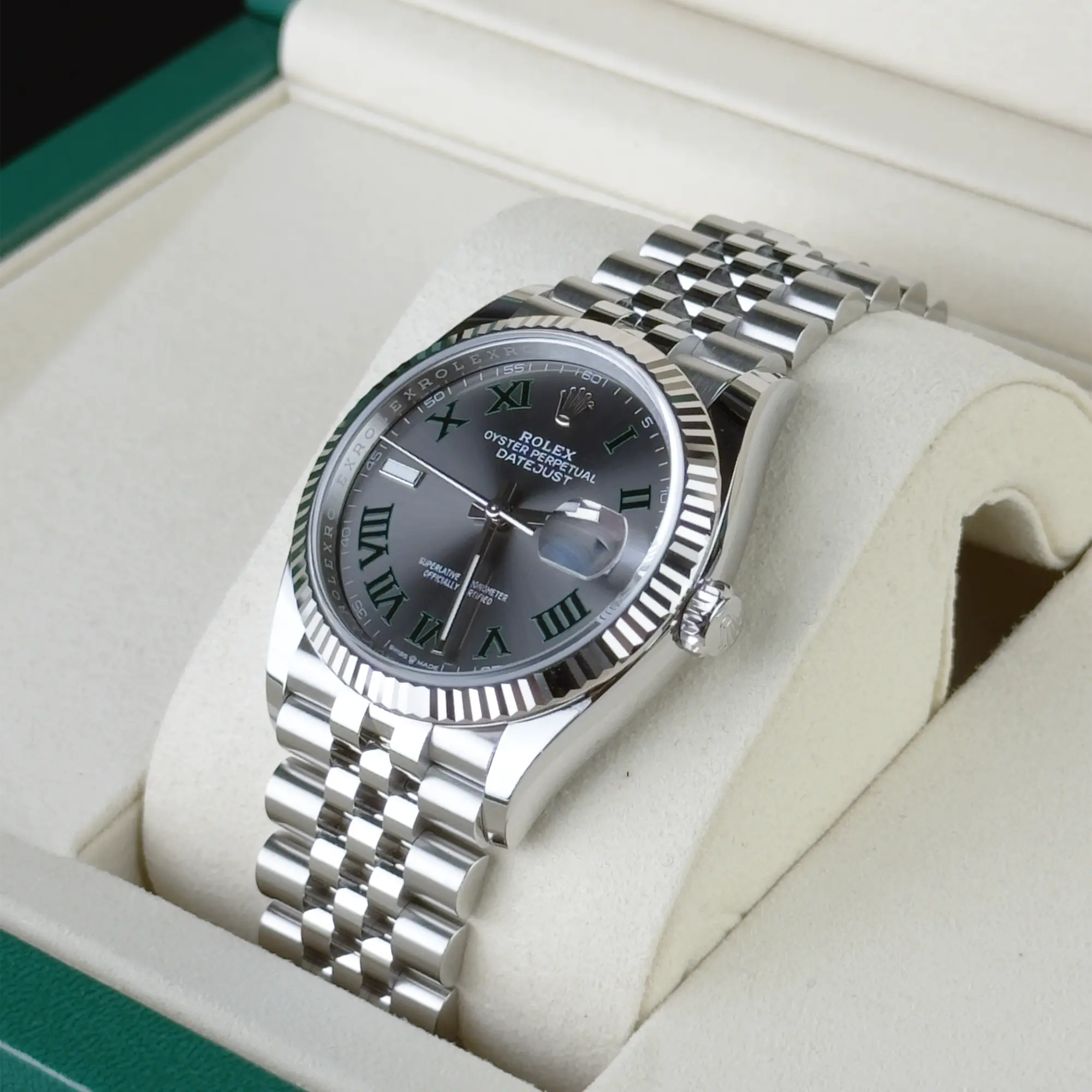 Rolex Datejust 36 Wimbledon Oystersteel White Gold Jubilee 126234 - Right