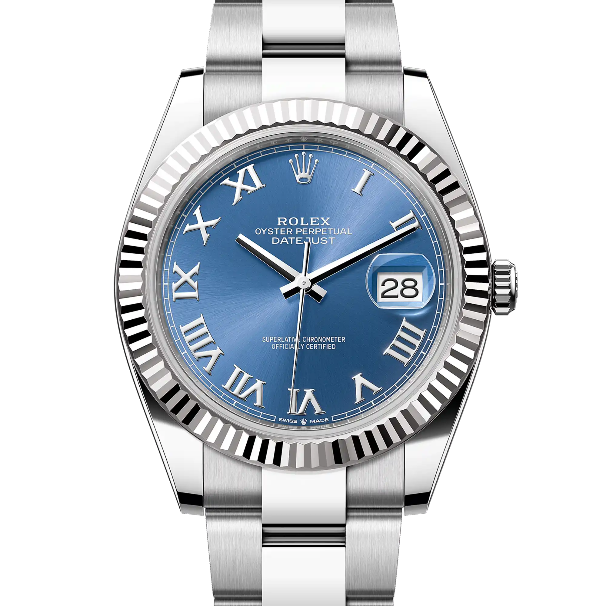 Rolex Datejust 41 Azzurro Blue Roman Oystersteel White Gold Oyster 126334