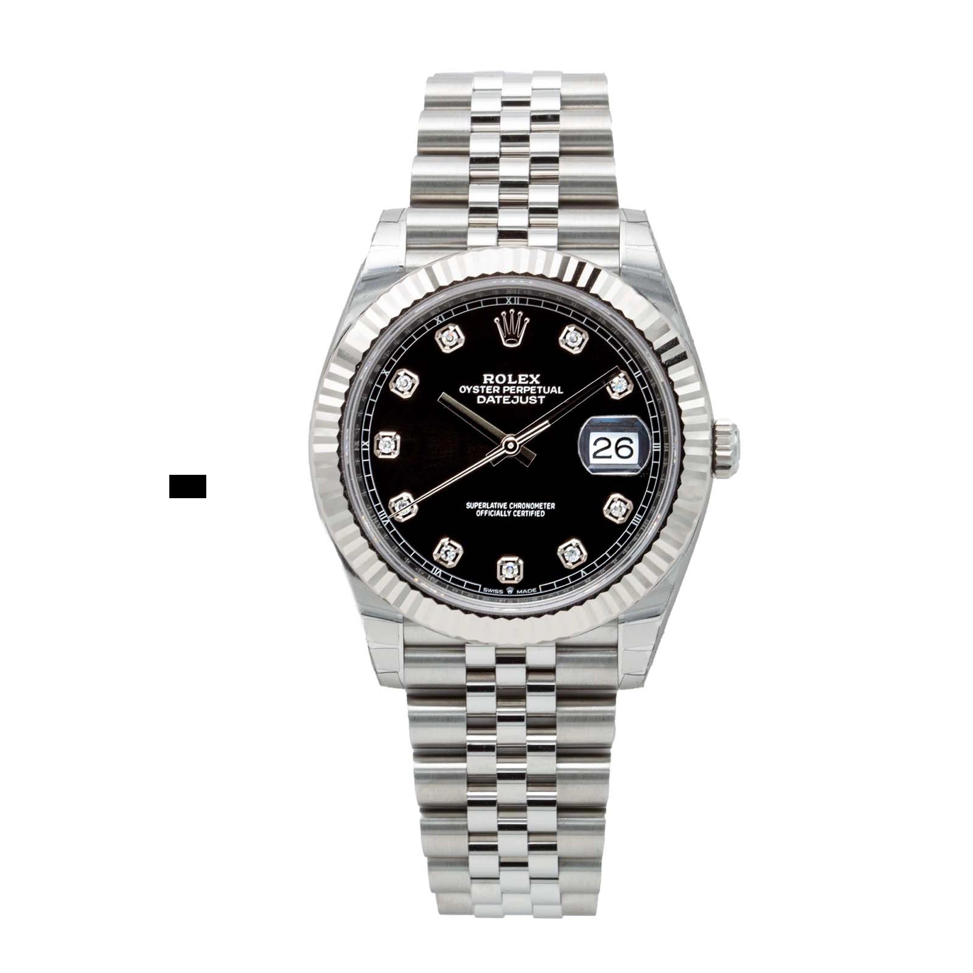 Rolex Datejust 41 Black Diamond Oystersteel White Gold Jubilee 126334 - Front