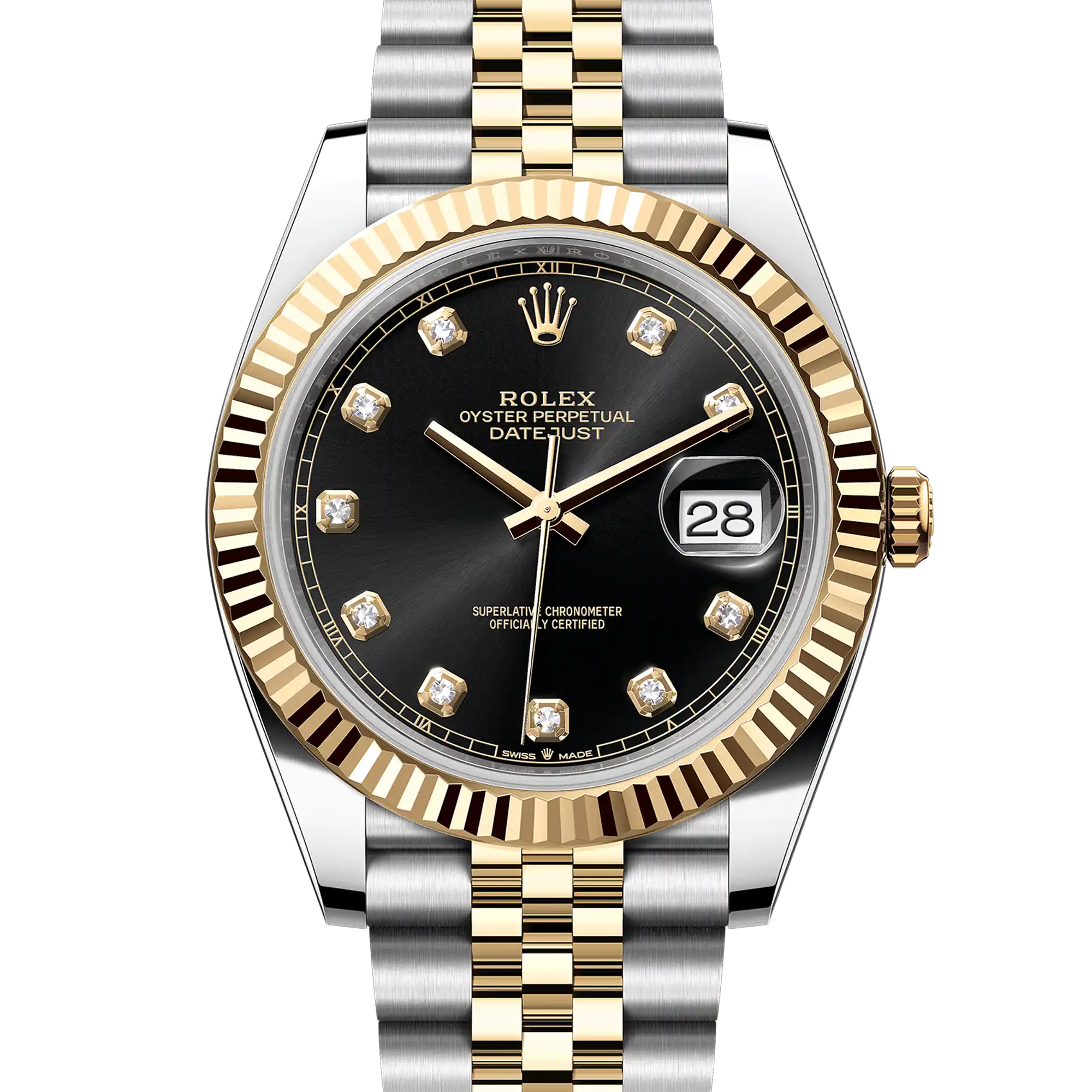 Rolex Datejust 41 Black Diamond Oystersteel Yellow Gold Jubilee 126333
