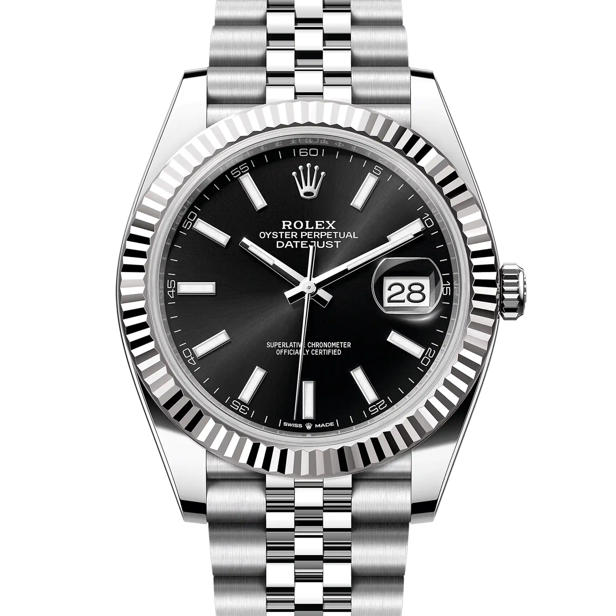 Rolex Datejust 41 Black Index Oystersteel White Gold Jubilee 126334