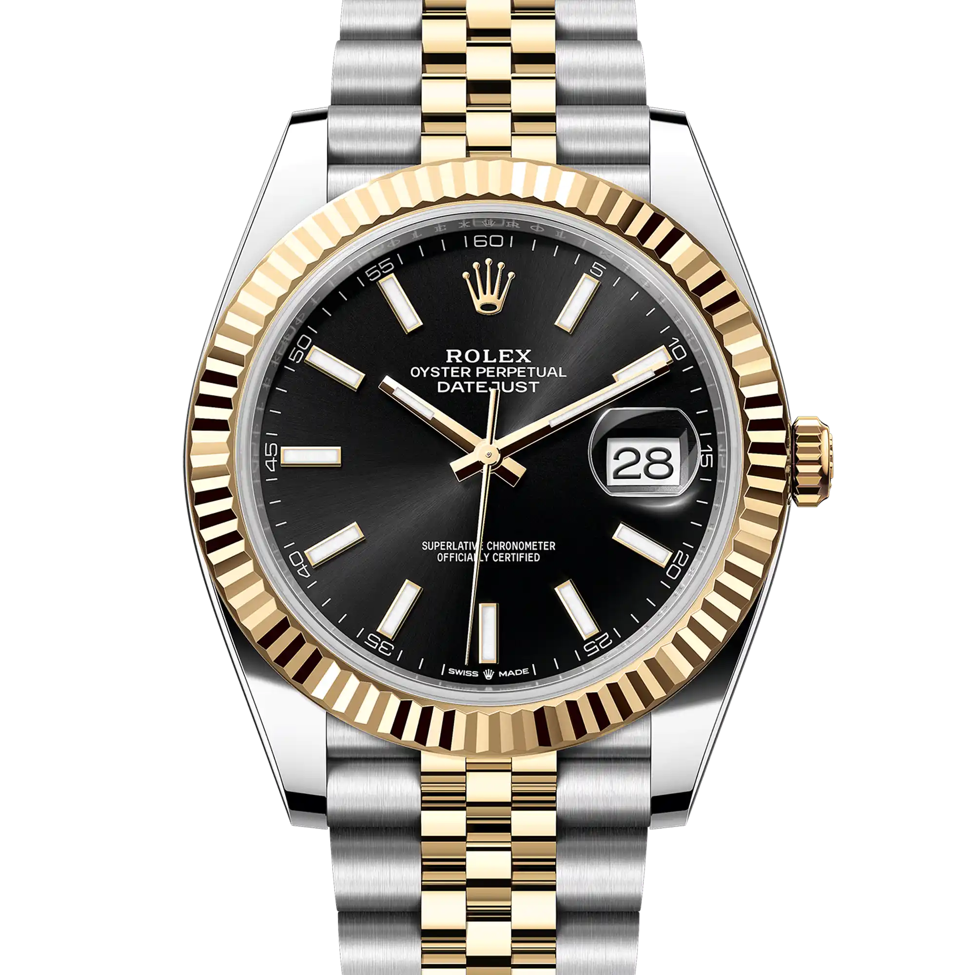 Rolex Datejust 41 Black Index Oystersteel Yellow Gold Jubilee 126333