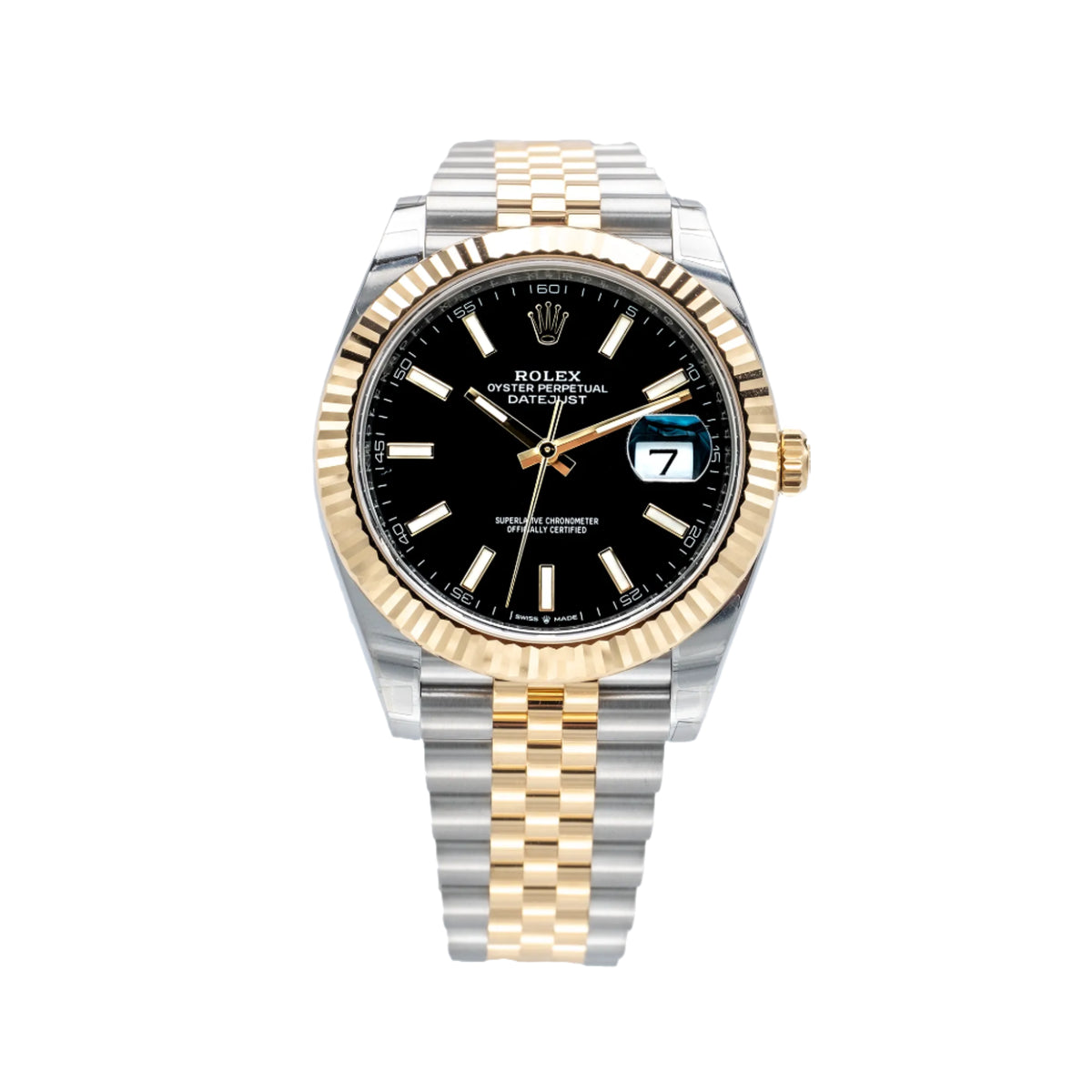 Rolex Datejust 41 Black Index Oystersteel Yellow Gold Jubilee 126333 - Front