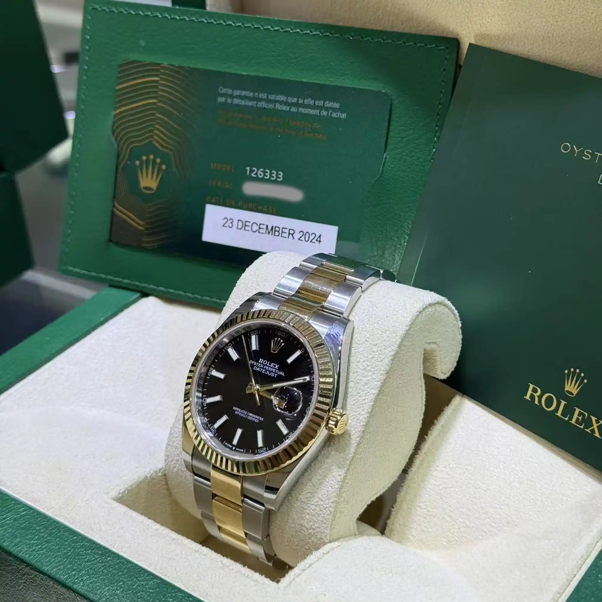 Rolex Datejust 41 Black Index Oystersteel Yellow Gold Oyster 126333 - Pre-Owned 2024 - Crown