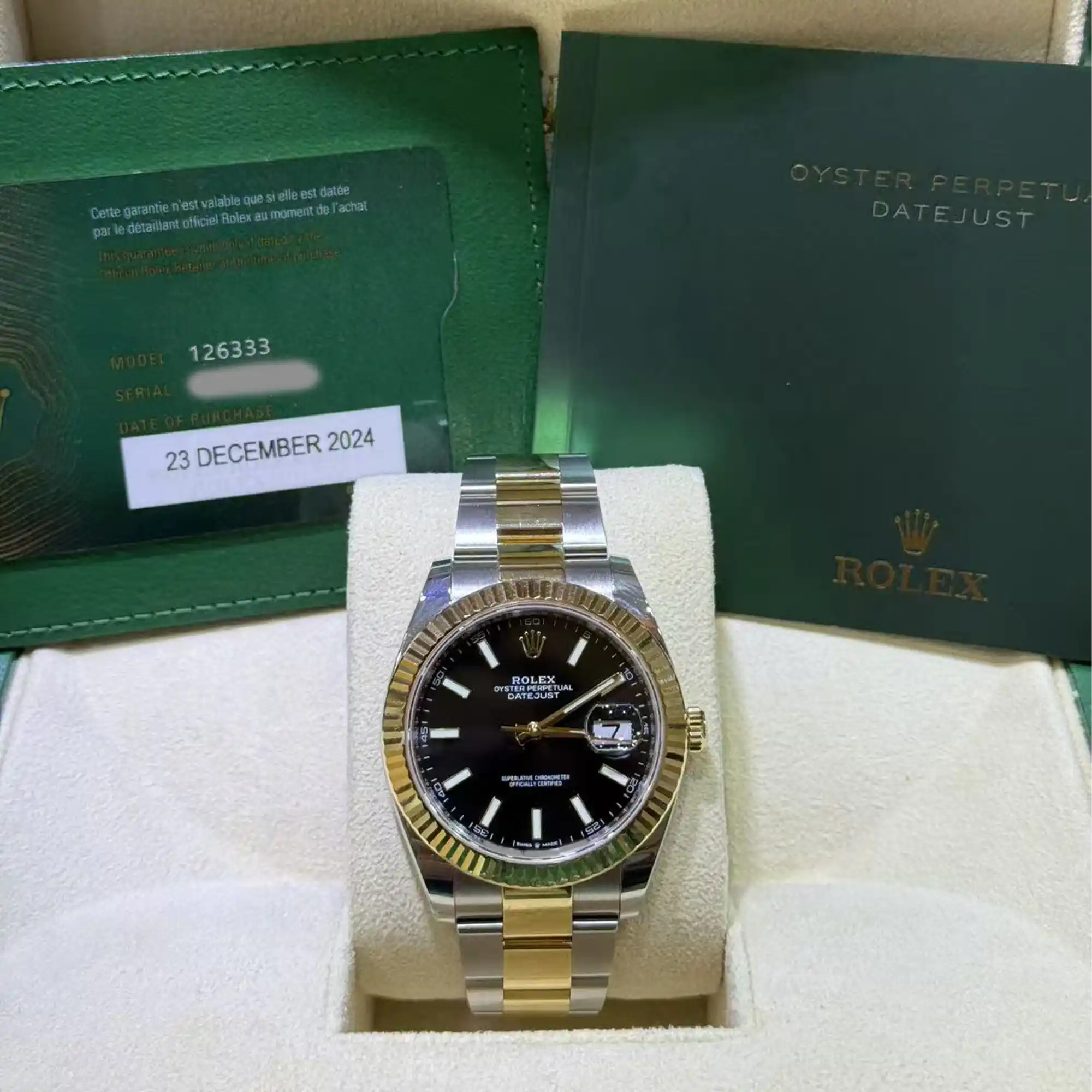 Rolex Datejust 41 Black Index Oystersteel Yellow Gold Oyster 126333 - Pre-Owned 2024 - Front