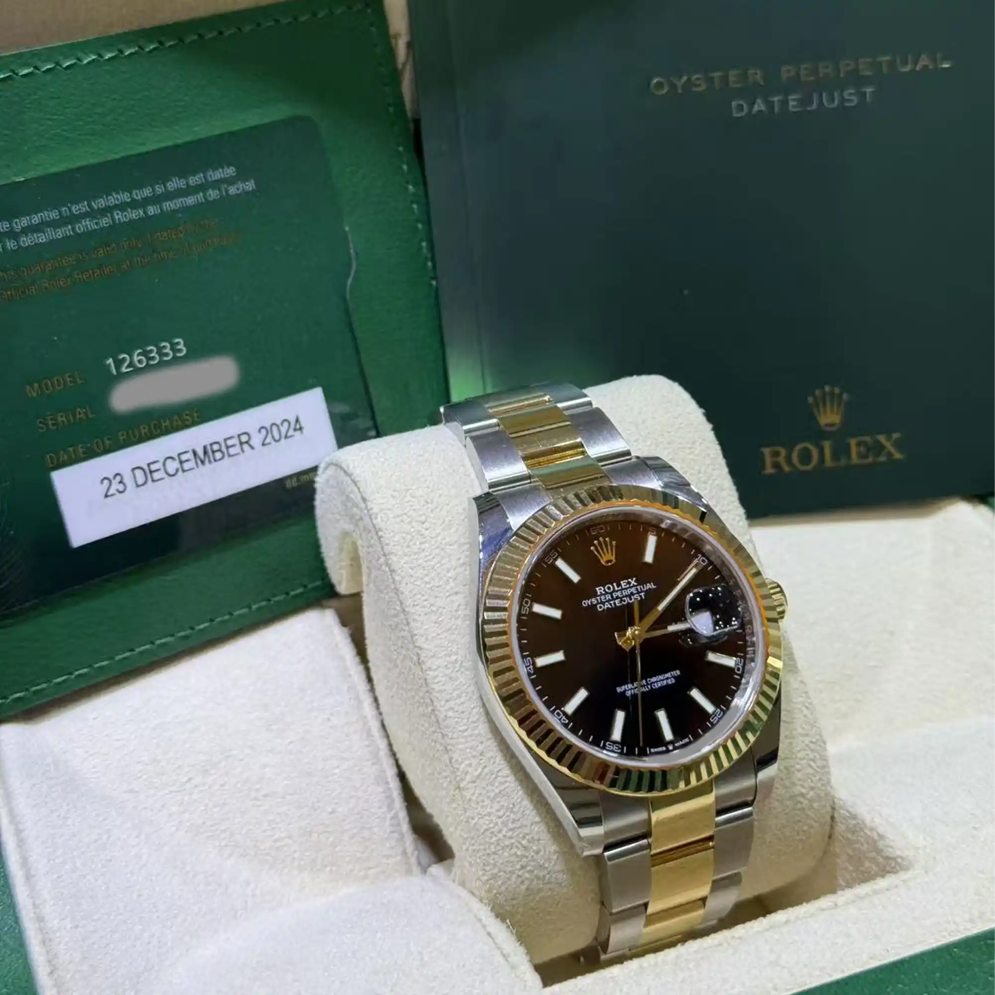Rolex Datejust 41 Black Index Oystersteel Yellow Gold Oyster 126333 - Pre-Owned 2024 - Left