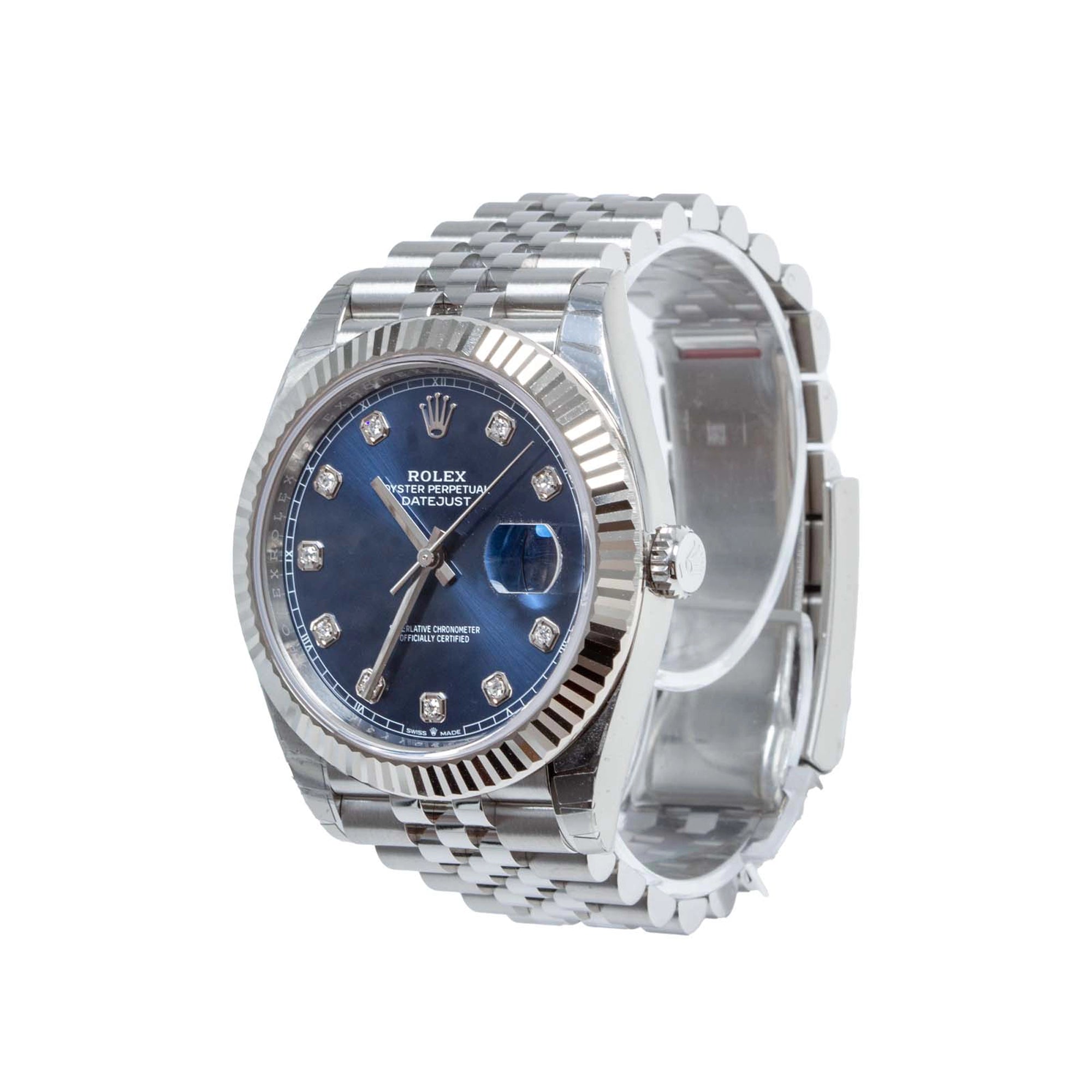 Rolex Datejust 41 Blue Diamond Oystersteel White Gold Jubilee 126334 - Side
