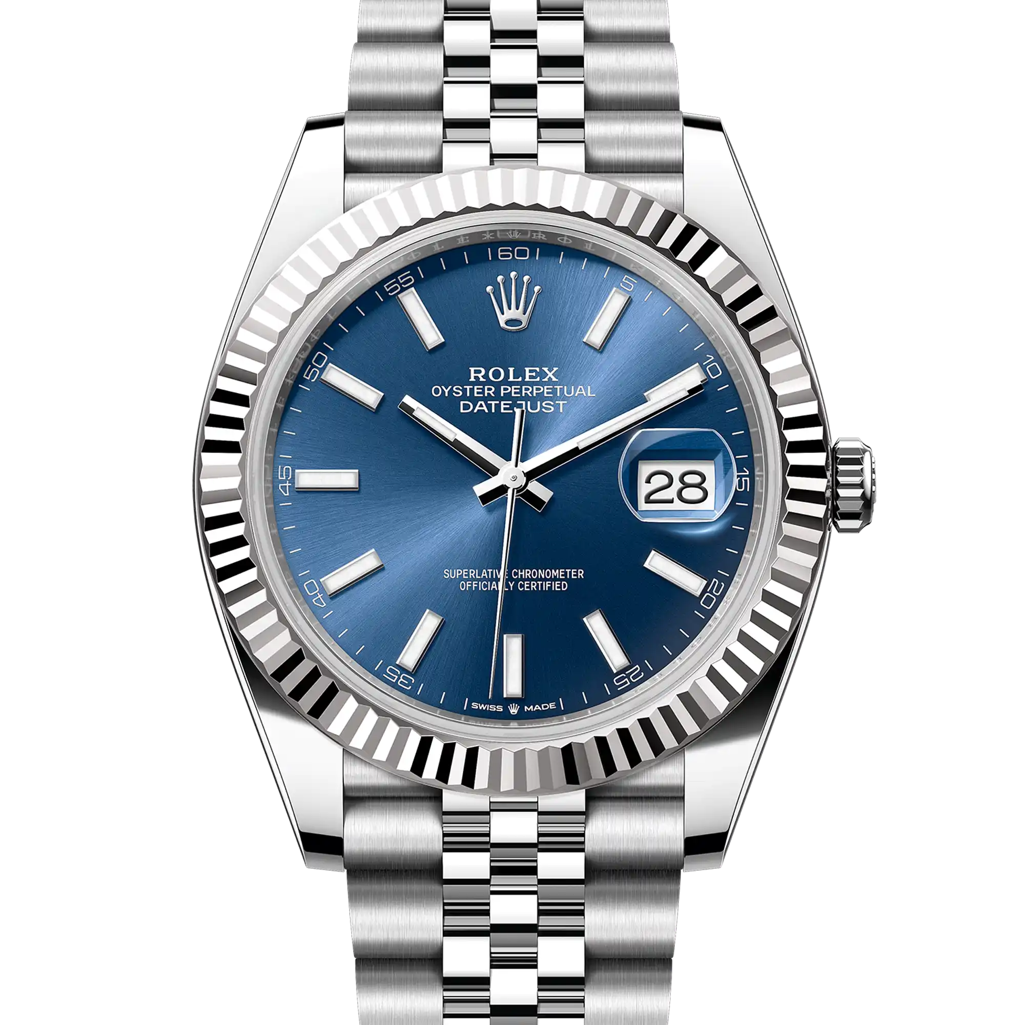 
Rolex Datejust 41 Blue Index Oystersteel White Gold Jubilee 126334
