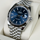 Rolex Datejust 41 Blue Index Oystersteel White Gold Jubilee 126334 - Right
