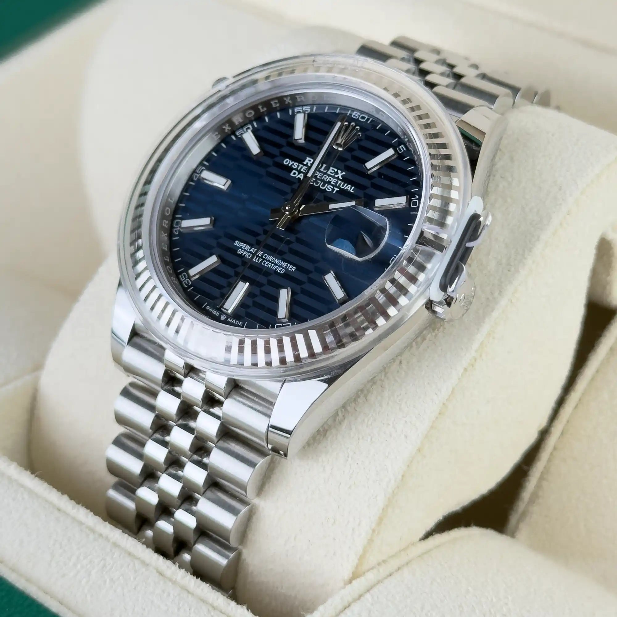 Rolex Datejust 41 Blue Motif Dial Jubilee 126334 - left