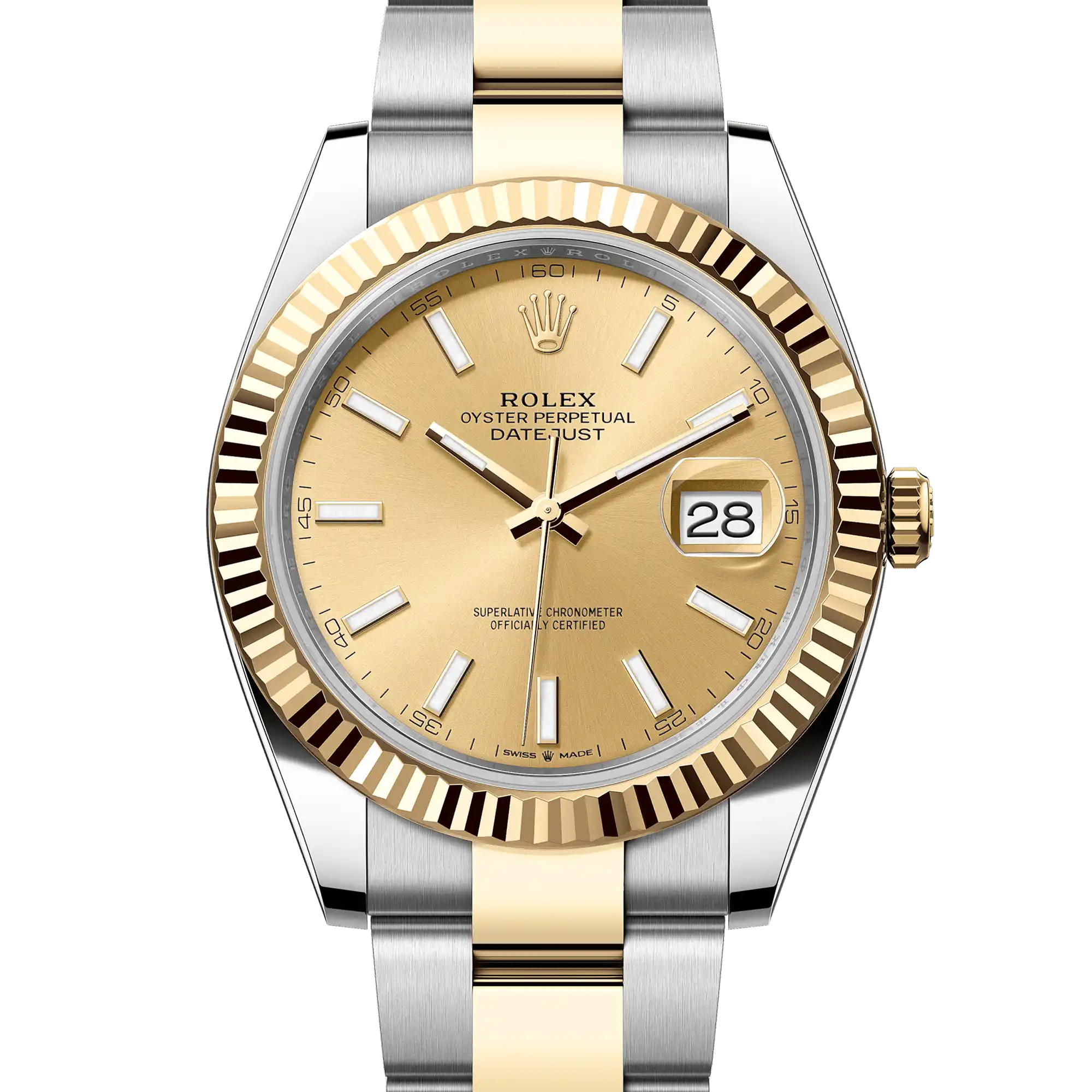 Rolex Datejust 41 Champagne Index Oystersteel Yellow Gold Oyster 126333