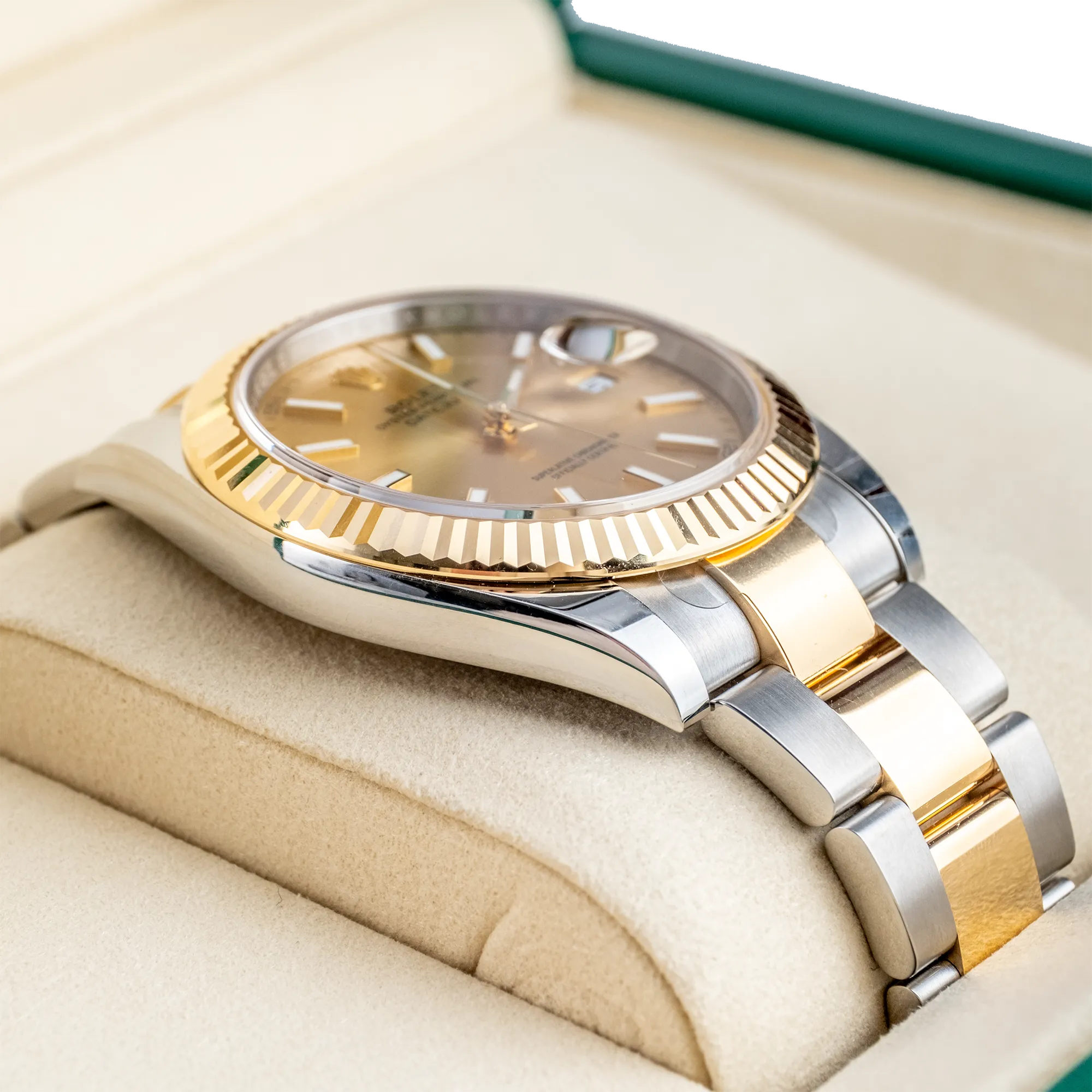 Rolex Datejust 41 Champagne Index Oystersteel Yellow Gold Oyster 126333 - Left