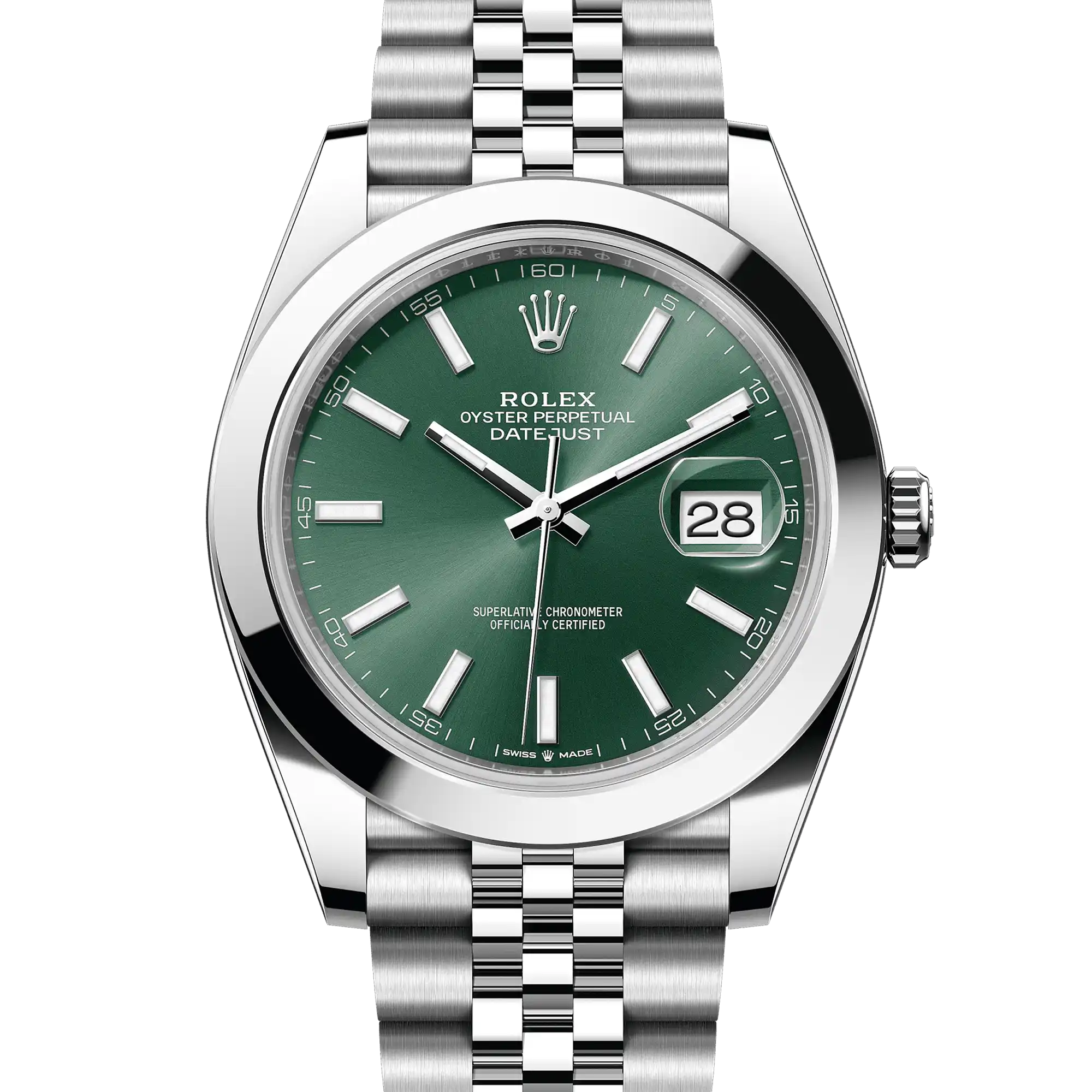 Rolex Datejust 41 Green Index Oystersteel Jubilee 126300