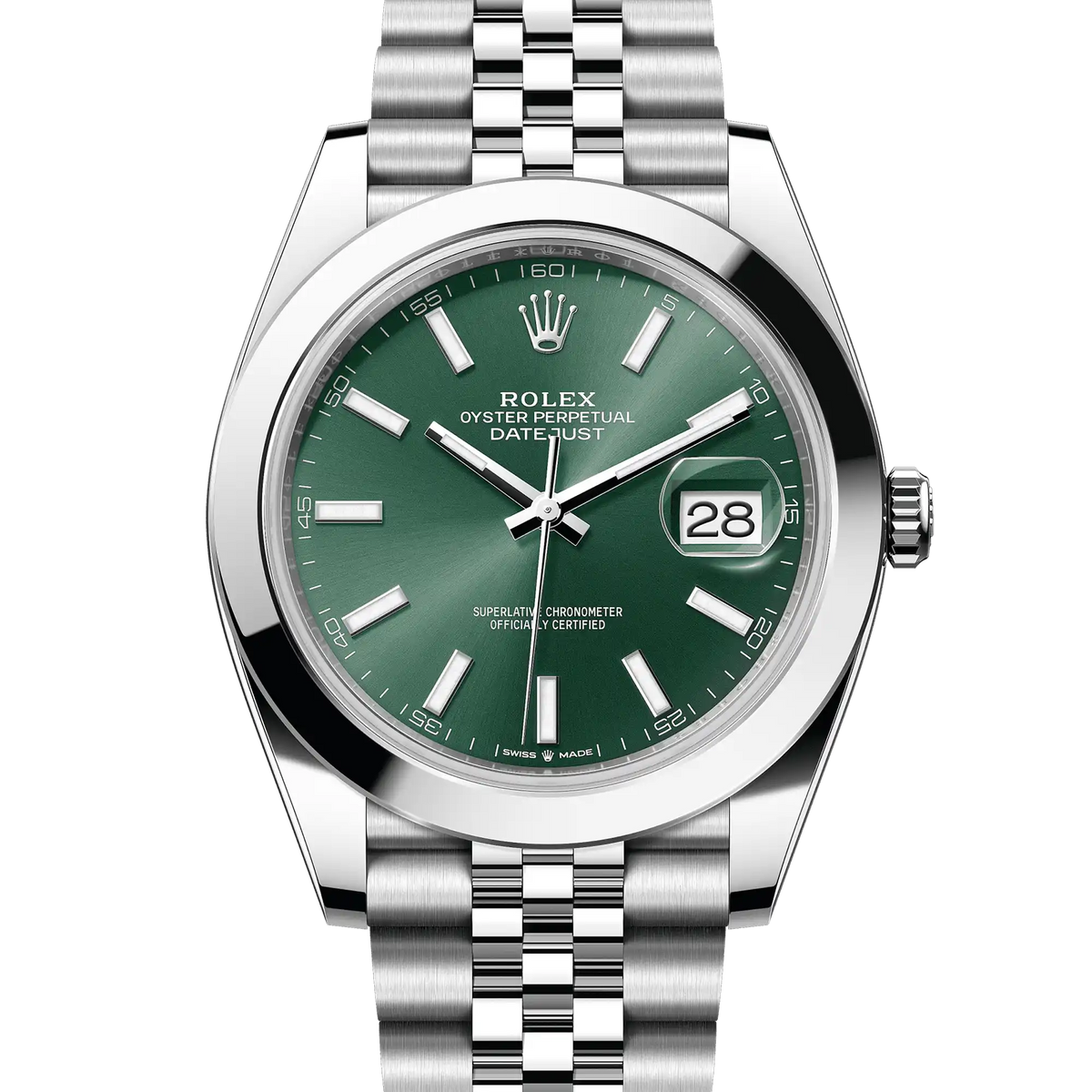 時計 ROLEX Oyster Perpetual Datejust Rolex Datejust 41 Green Index Oystersteel Jubilee 126300 – Tiger