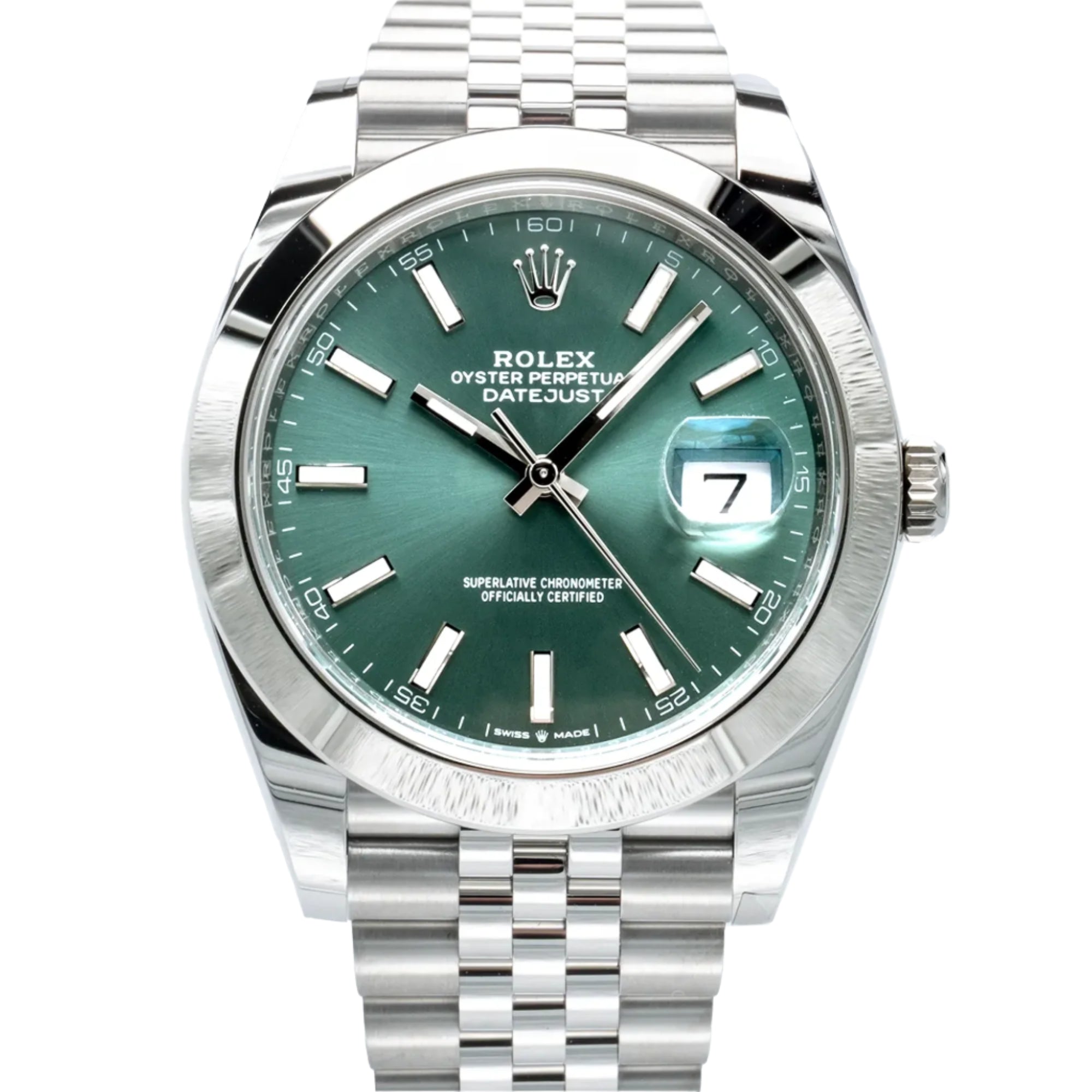 Rolex Datejust 41 Green Index Oystersteel Jubilee 126300 - Front