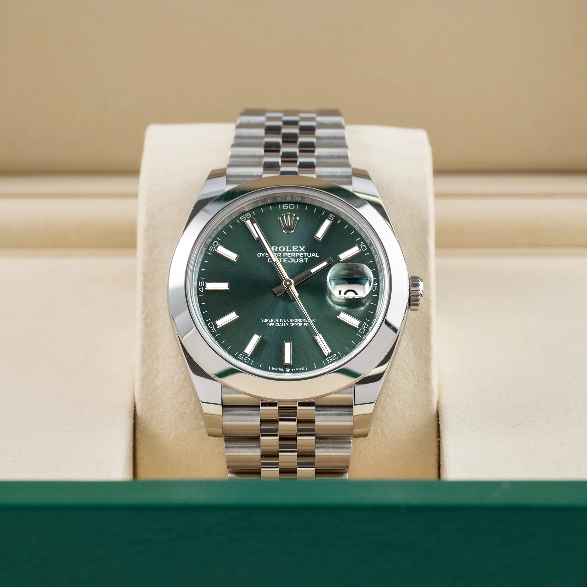 Rolex Datejust 41 Green Index Oystersteel Jubilee 126300 - In box 2