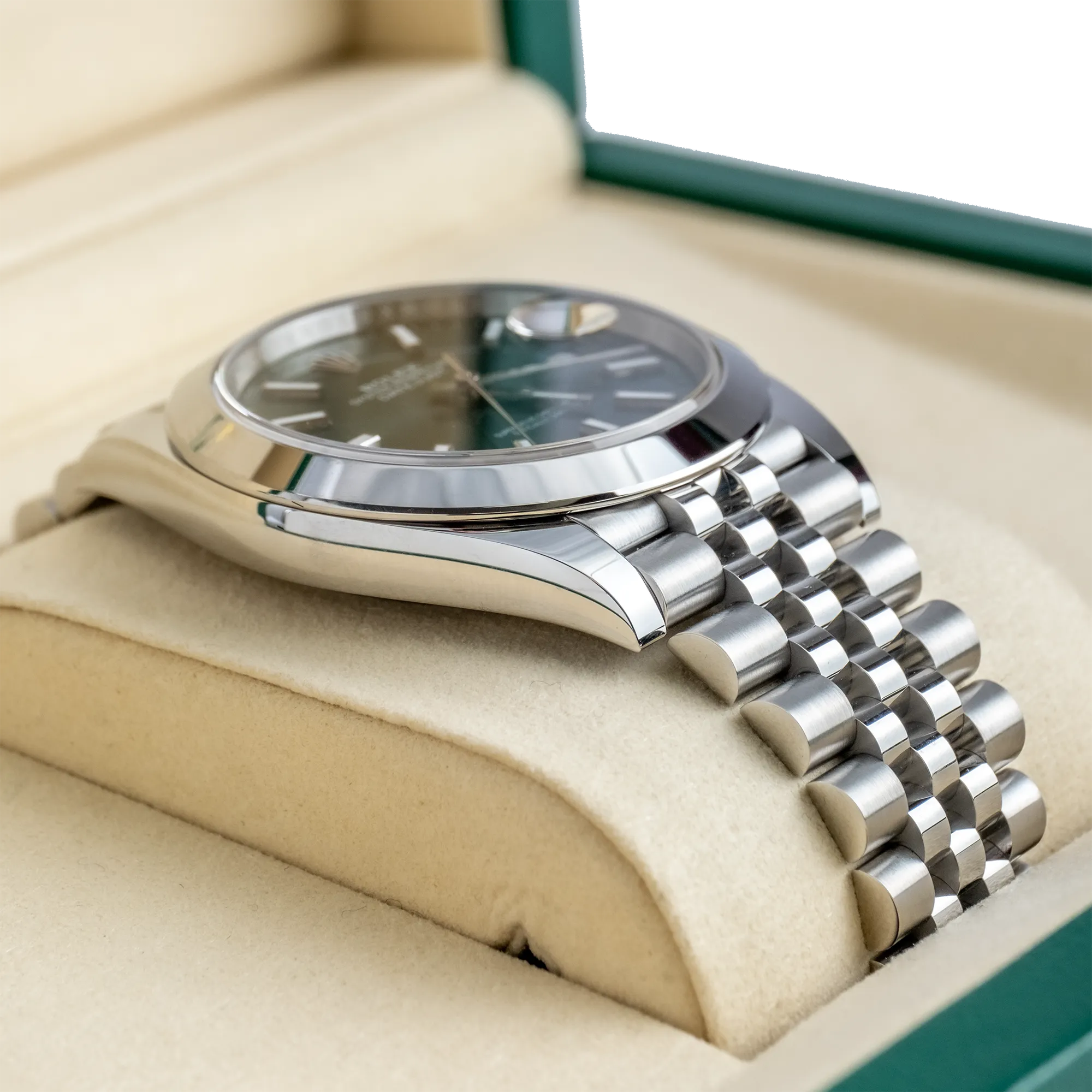 Rolex Datejust 41 Green Index Oystersteel Jubilee 126300 - Side