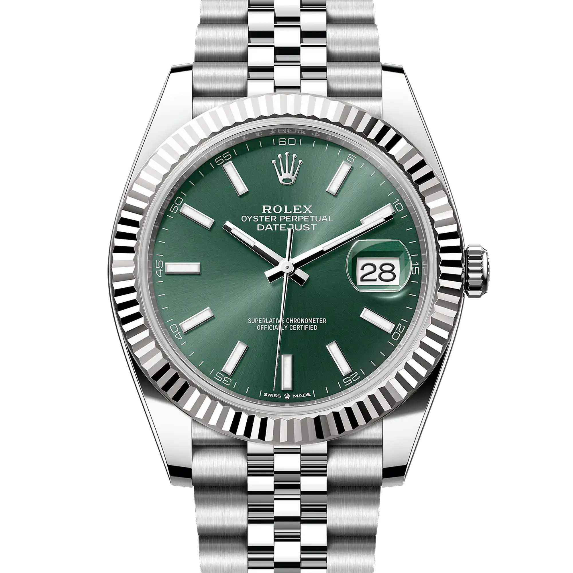 Rolex Datejust 41 Green Index Oystersteel White Gold Jubilee 126334