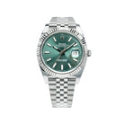 Rolex Datejust 41 Green Index Oystersteel White Gold Jubilee 126334 - Front