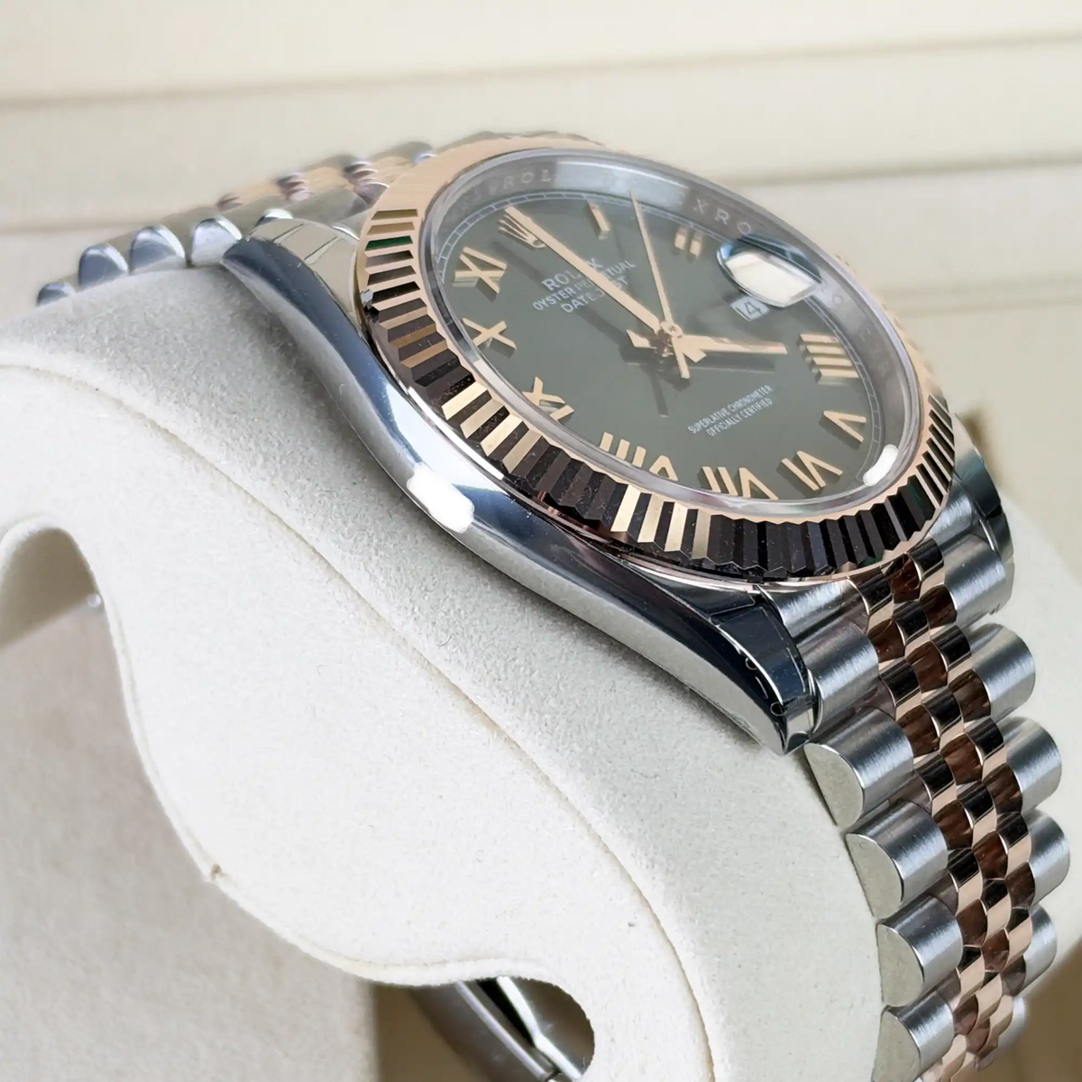 Rolex Datejust 41 Mint Green Rose Gold Oystersteel Jubilee 126331 - 2026 New Releases - 2026 Unworn - Side 1