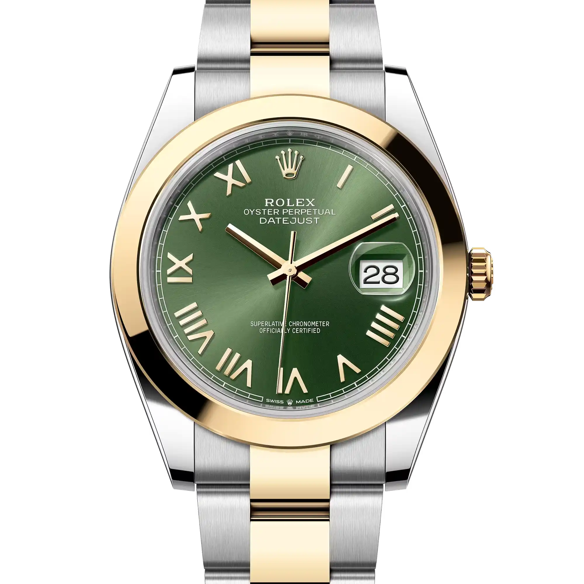 Rolex Datejust 41 Olive Green Smooth Bezel Yellow Gold and Steel Oyster 126303 - 2026 New Releases