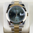 Rolex Datejust 41 Olive Green Smooth Bezel Yellow Gold and Steel Oyster 126303 - Front