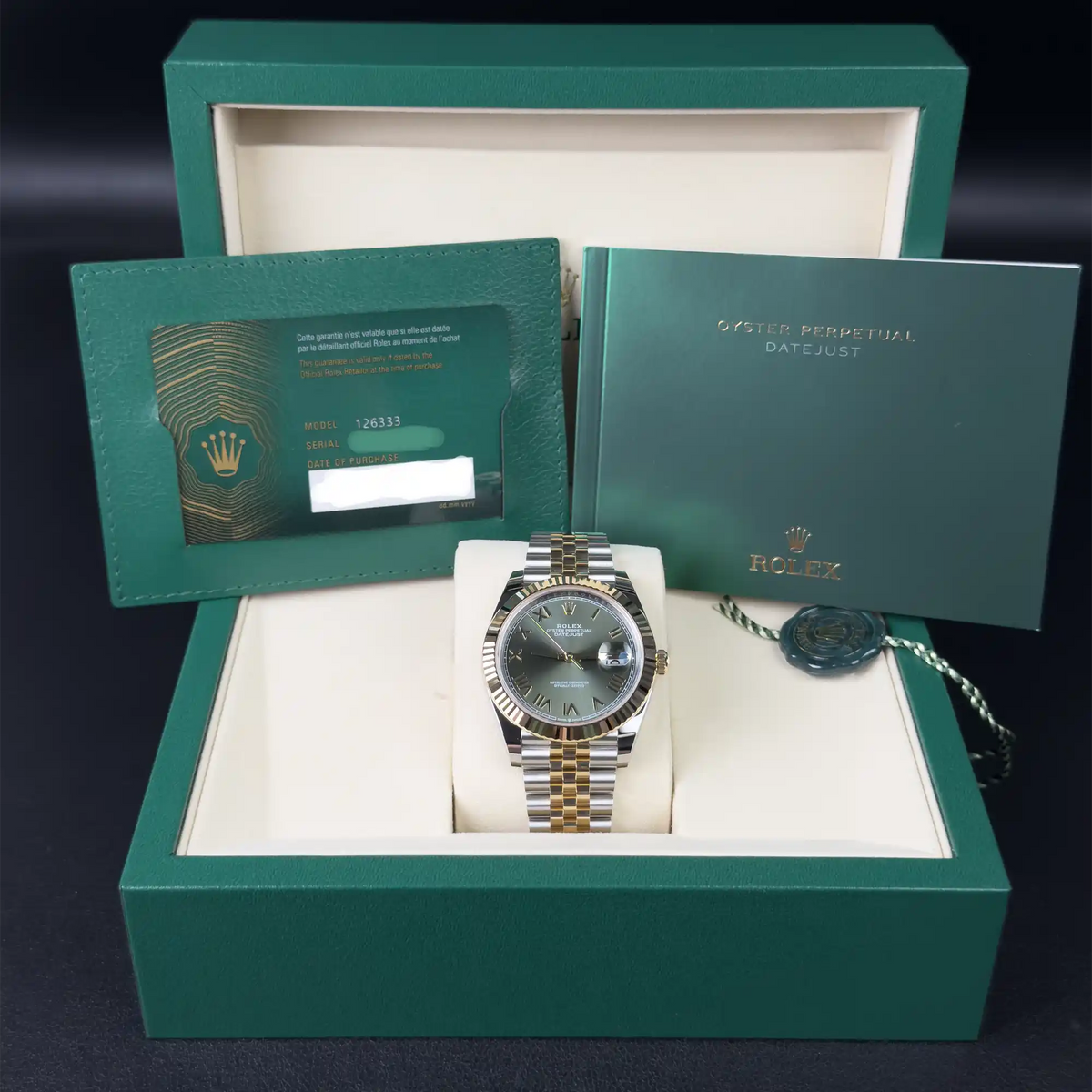 Rolex Datejust 41 Olive Green Yellow Gold Oystersteel Jubilee 126333 - 2026 New Releases - Full set