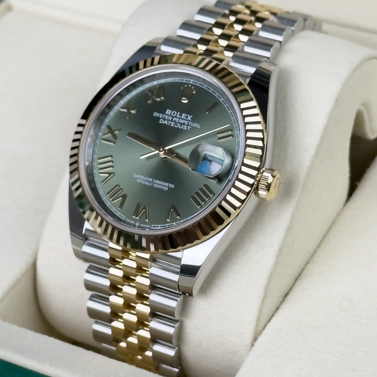 Rolex Datejust 41 Olive Green Yellow Gold Oystersteel Jubilee 126333 - 2026 New Releases - Right