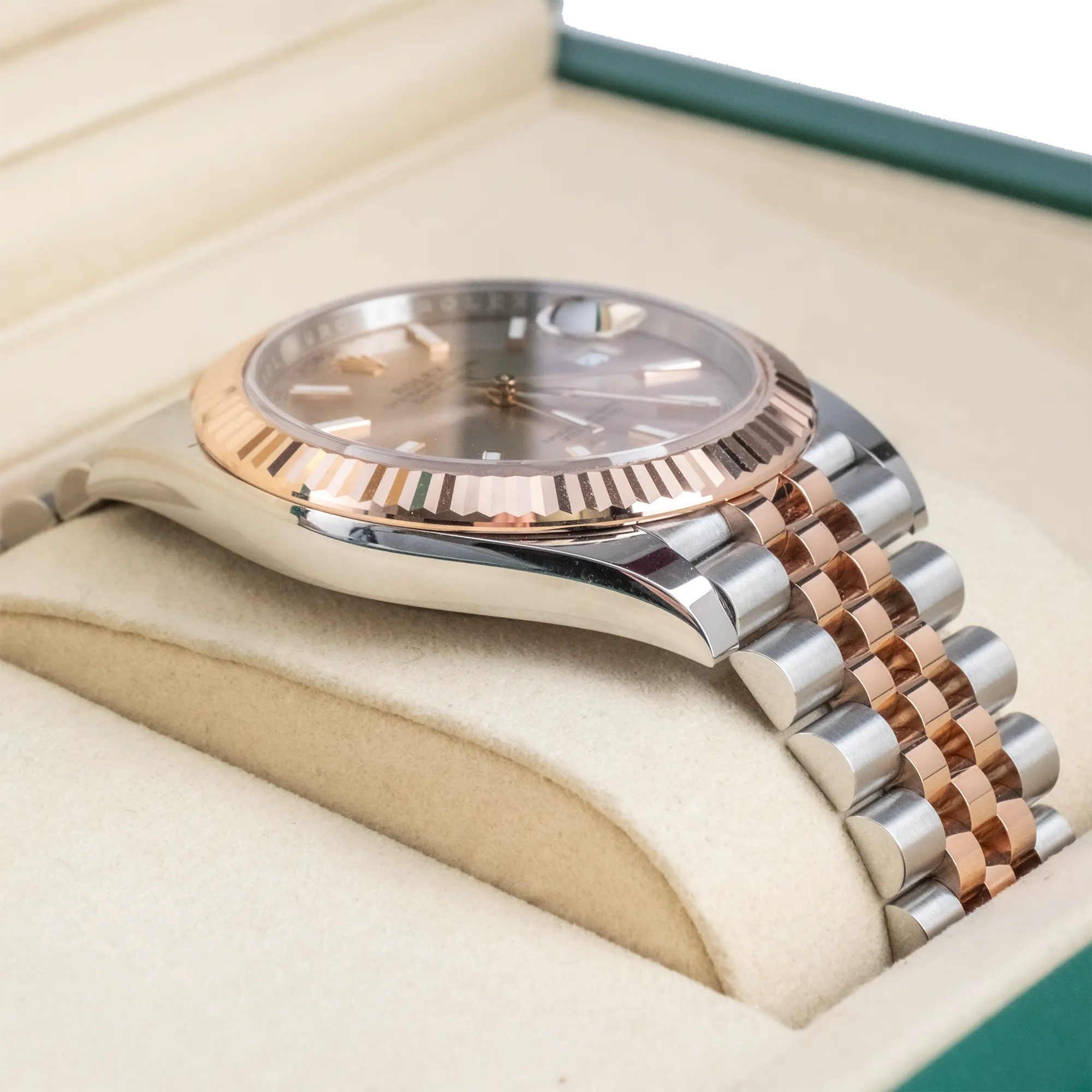 Rolex Datejust 41 Sundust Index Oystersteel Rose Gold Jubilee 126331 -  Left