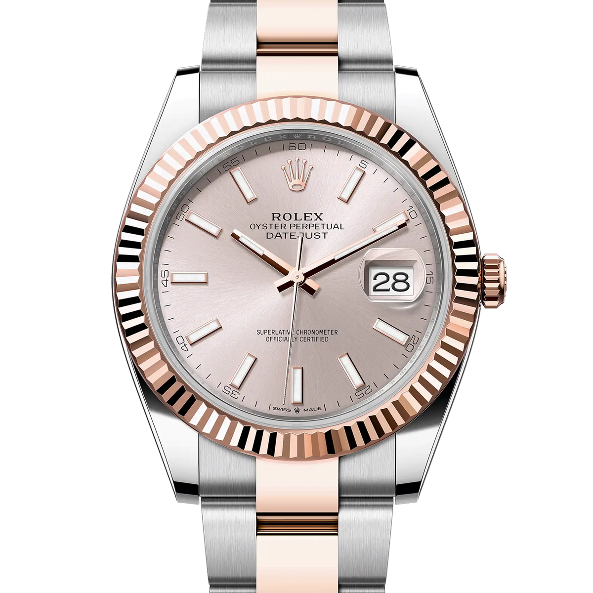 Rolex Datejust 41 Sundust Index Oystersteel Rose Gold Oyster 126331 ...