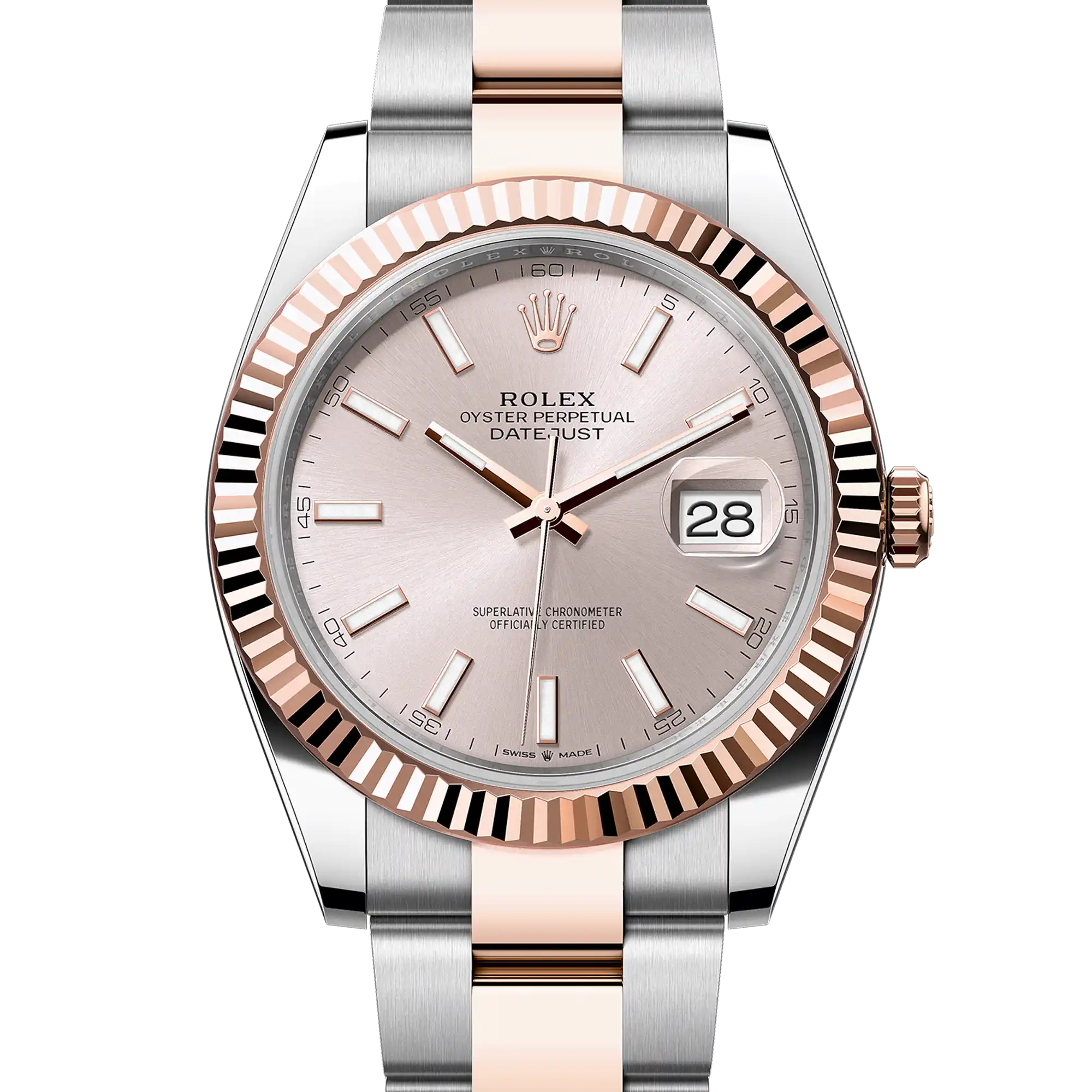 Rolex Datejust 41 Sundust Index Oystersteel Rose Gold Oyster 126331