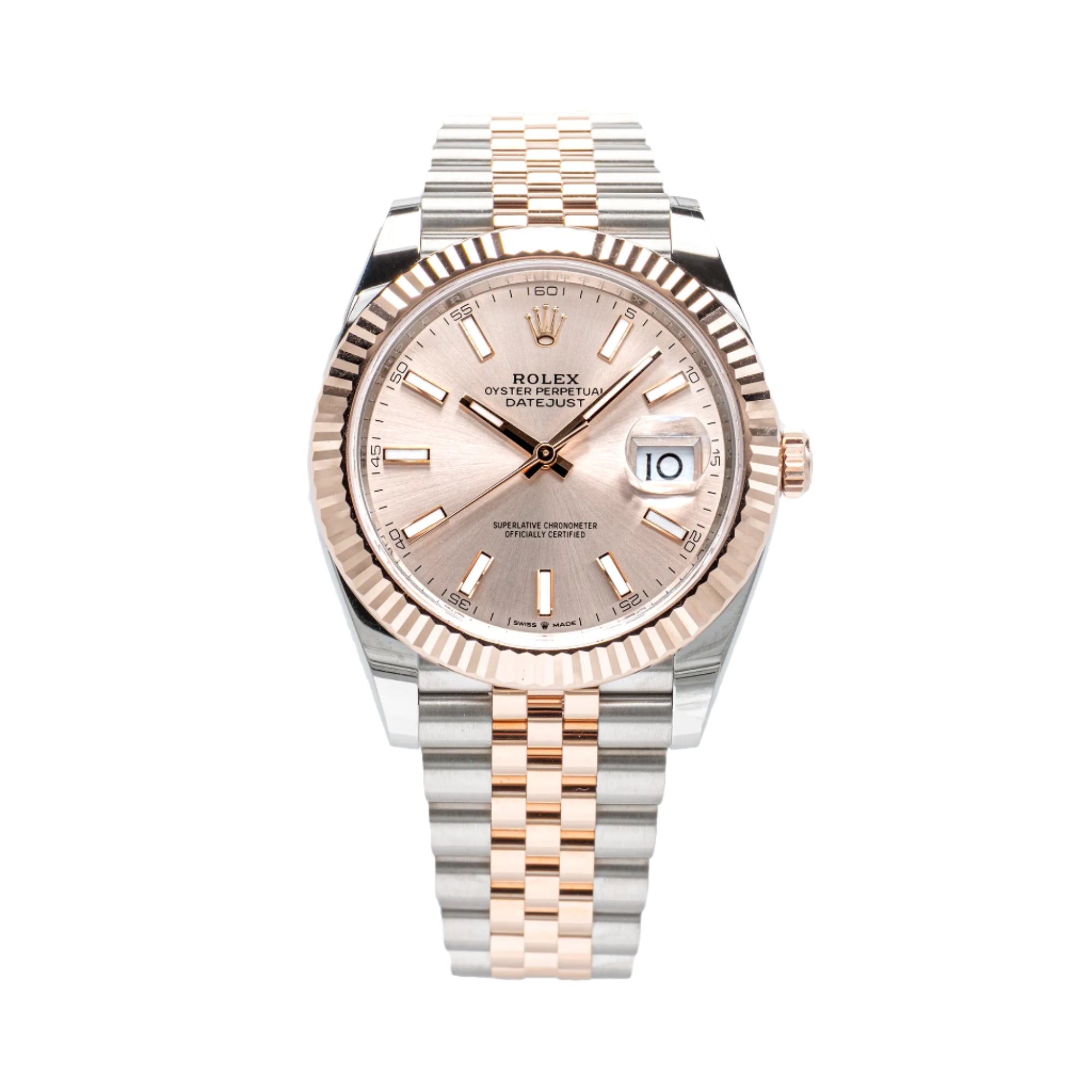 Rolex Datejust 41 Sundust Index Oystersteel Rose Gold Oyster 126331 - Front