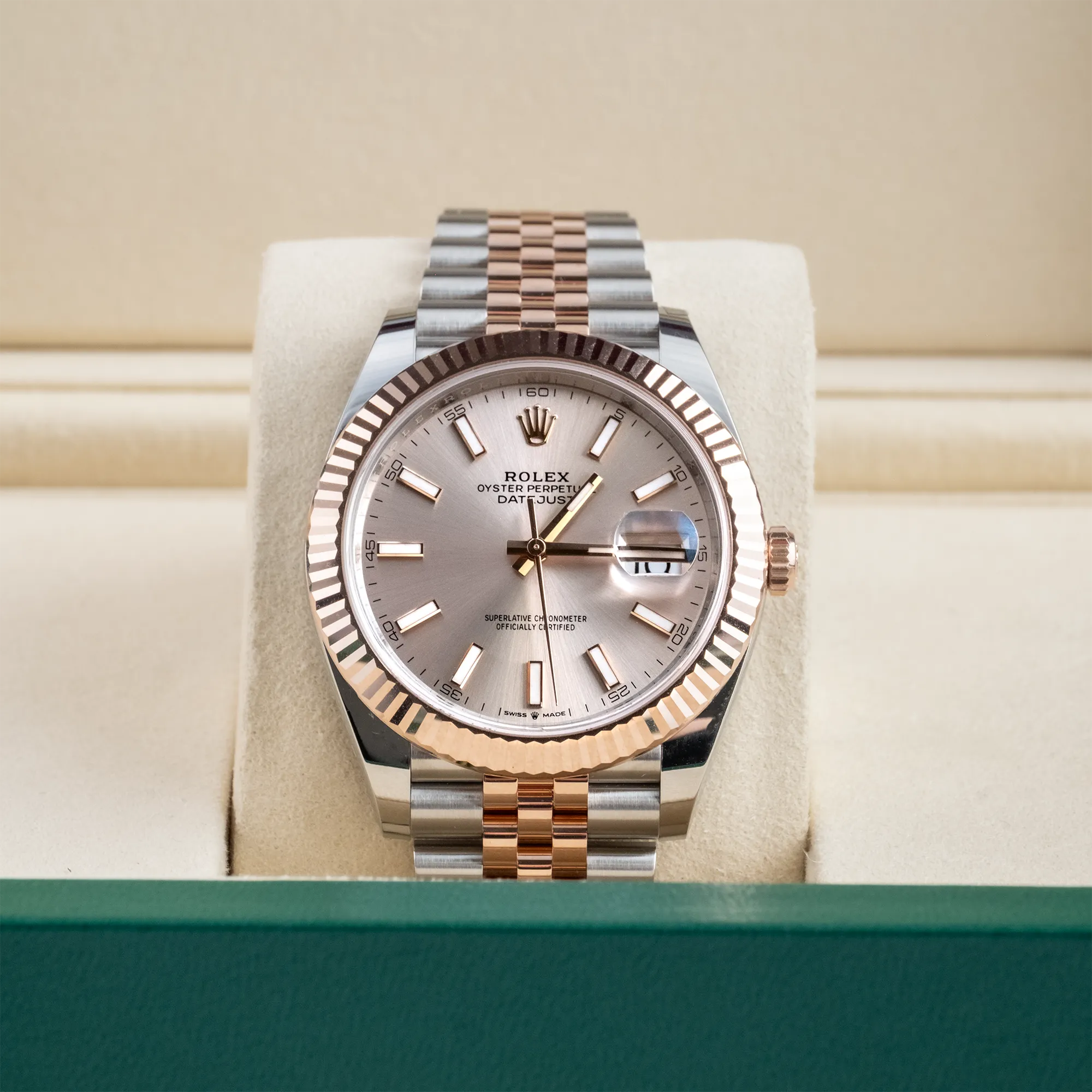 Rolex Datejust 41 Sundust Index Oystersteel Rose Gold Oyster 126331 - In box