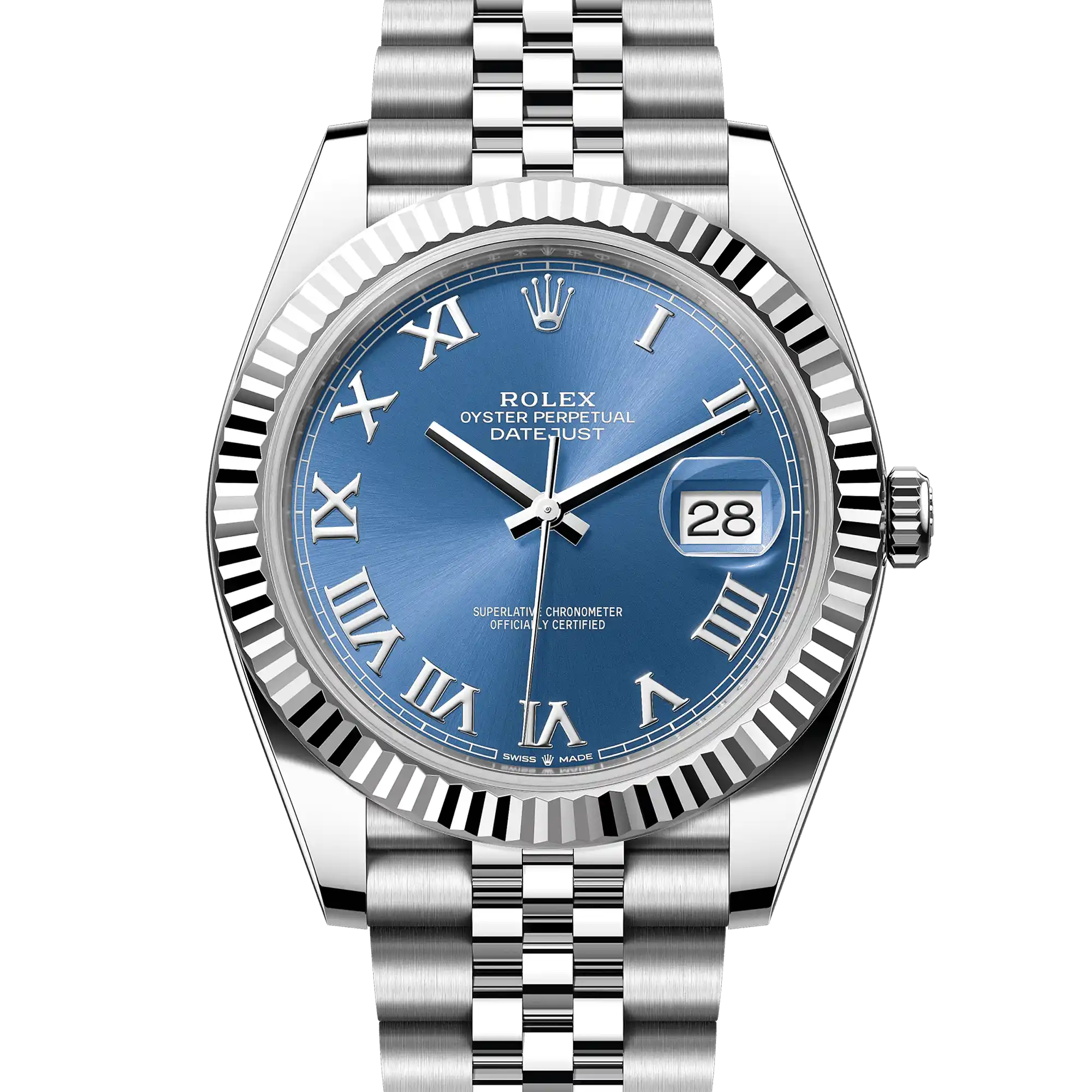 Rolex Datejust 41 White Gold Oystersteel Azzurro Blue Roman Jubilee 126334