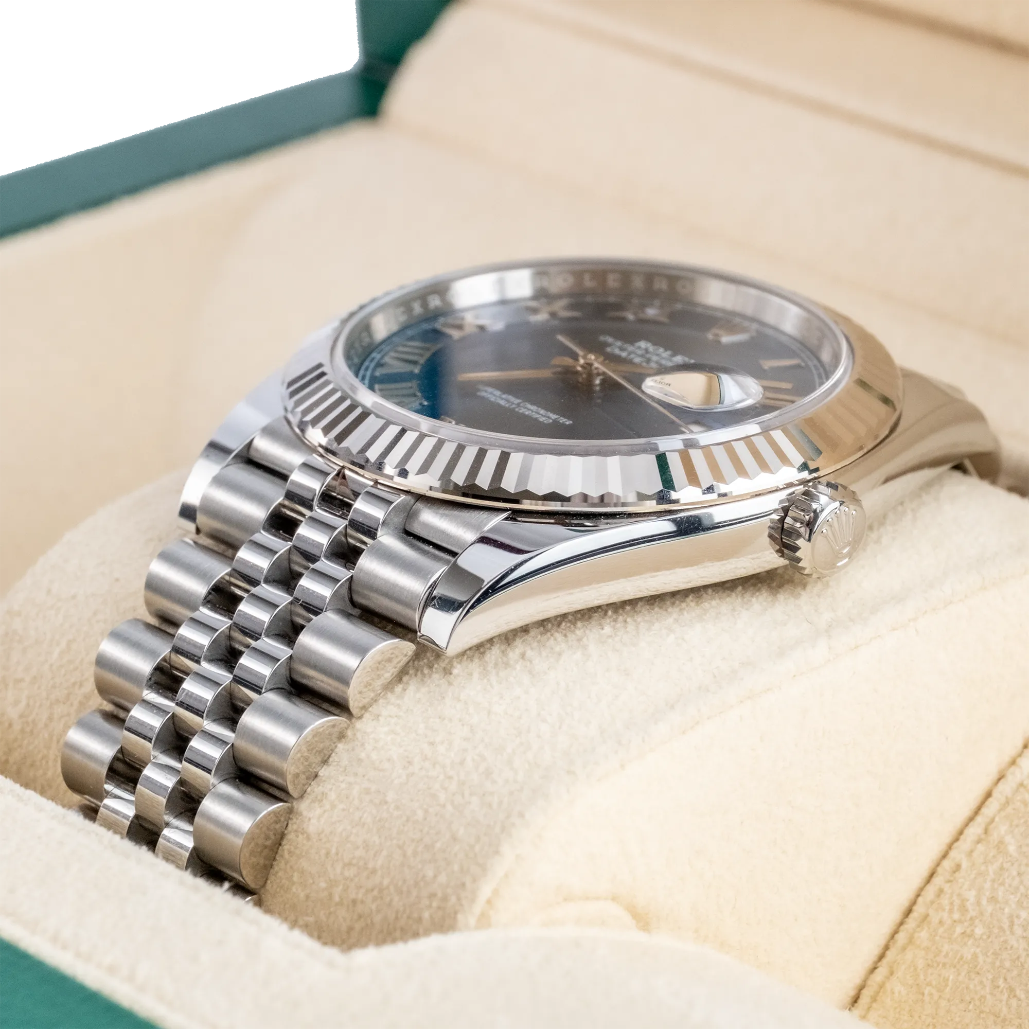 Rolex Datejust 41 White Gold Oystersteel Azzurro Blue Roman Jubilee 126334 - RIght