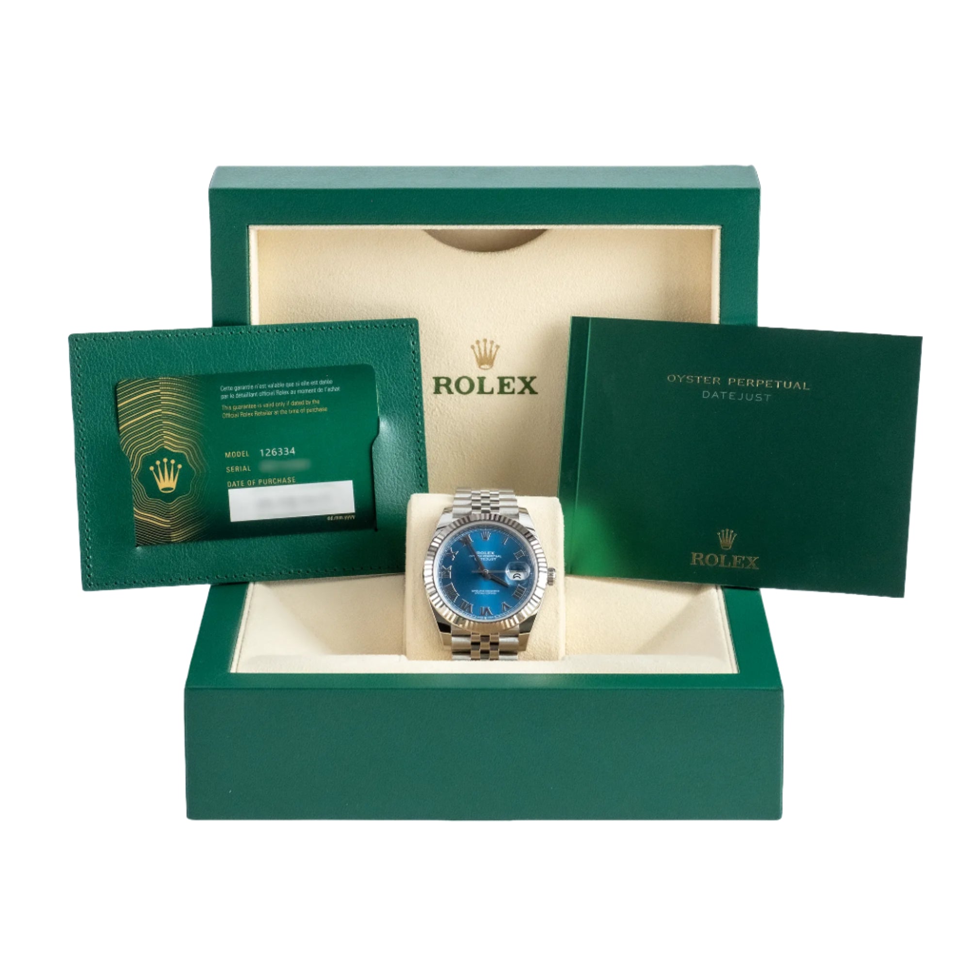 Rolex Datejust 41 White Gold Oystersteel Blue Roman Jubilee 126334 - Full set