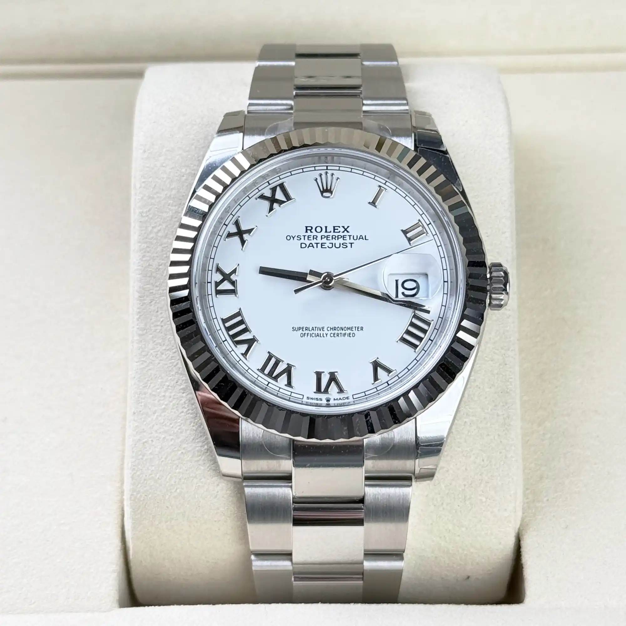 Rolex Datejust 41 White Roman Dial Oyster 126334 - Front