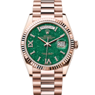 Rolex Day-Date 36 Green Aventurine Roman Diamond Rose Gold 128235