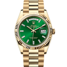 Rolex Day-Date 36 Green Index Diamond Yellow Gold 128238