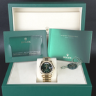 Rolex Day-Date 36 Green Ombre Roman Yellow Gold 128238- Full set