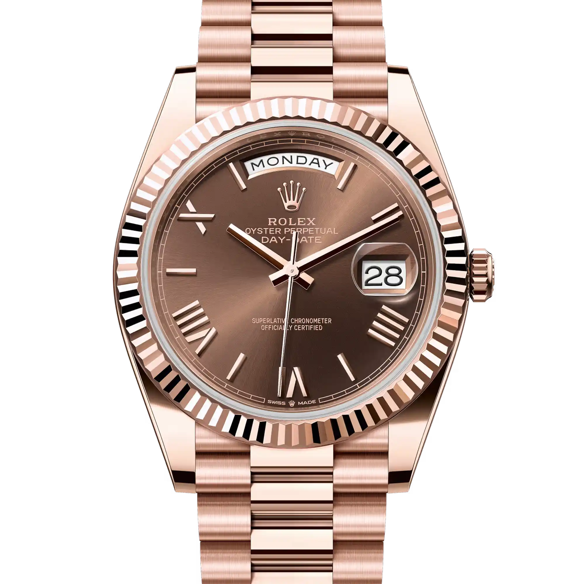 Rolex Day-Date 40 Chocolate Roman Dial Rose Gold 228235