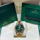 Rolex Day-Date 40 Green Ombré Roman Yellow Gold 228238 - Full set