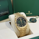 Rolex Day-Date 40 Green Ombre Roman Yellow Gold 228238 - Left
