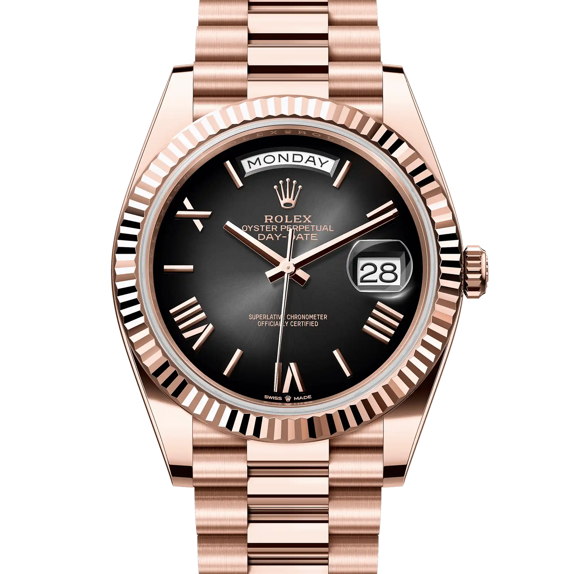 Rolex Day-Date 40 Slate Ombre Roman Rose Gold 228235 – Tiger River