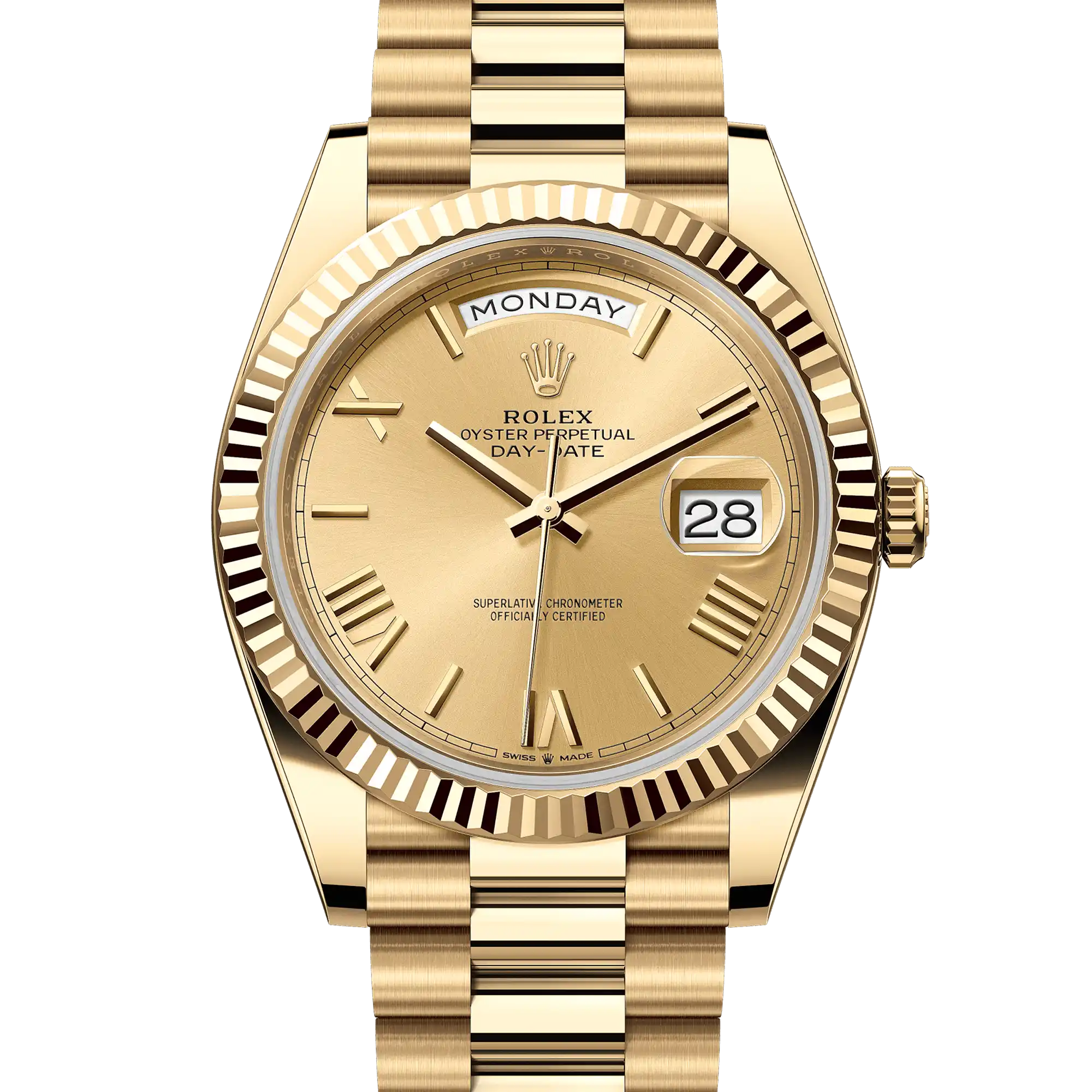 Rolex Day-Date 40 Yellow Gold Champagne Roman 228238