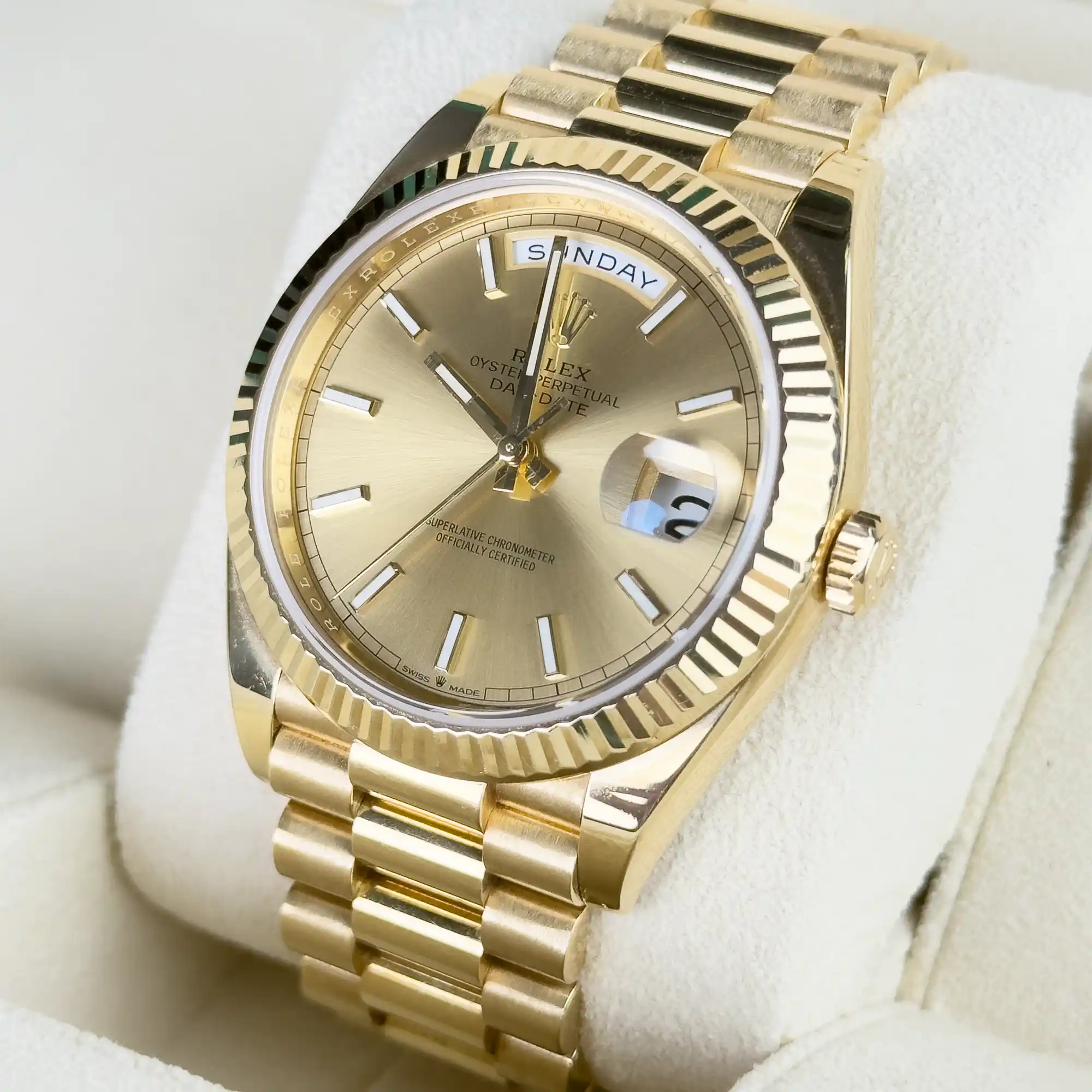 Rolex Day-Date Champagne Index Dial 228238 - Right