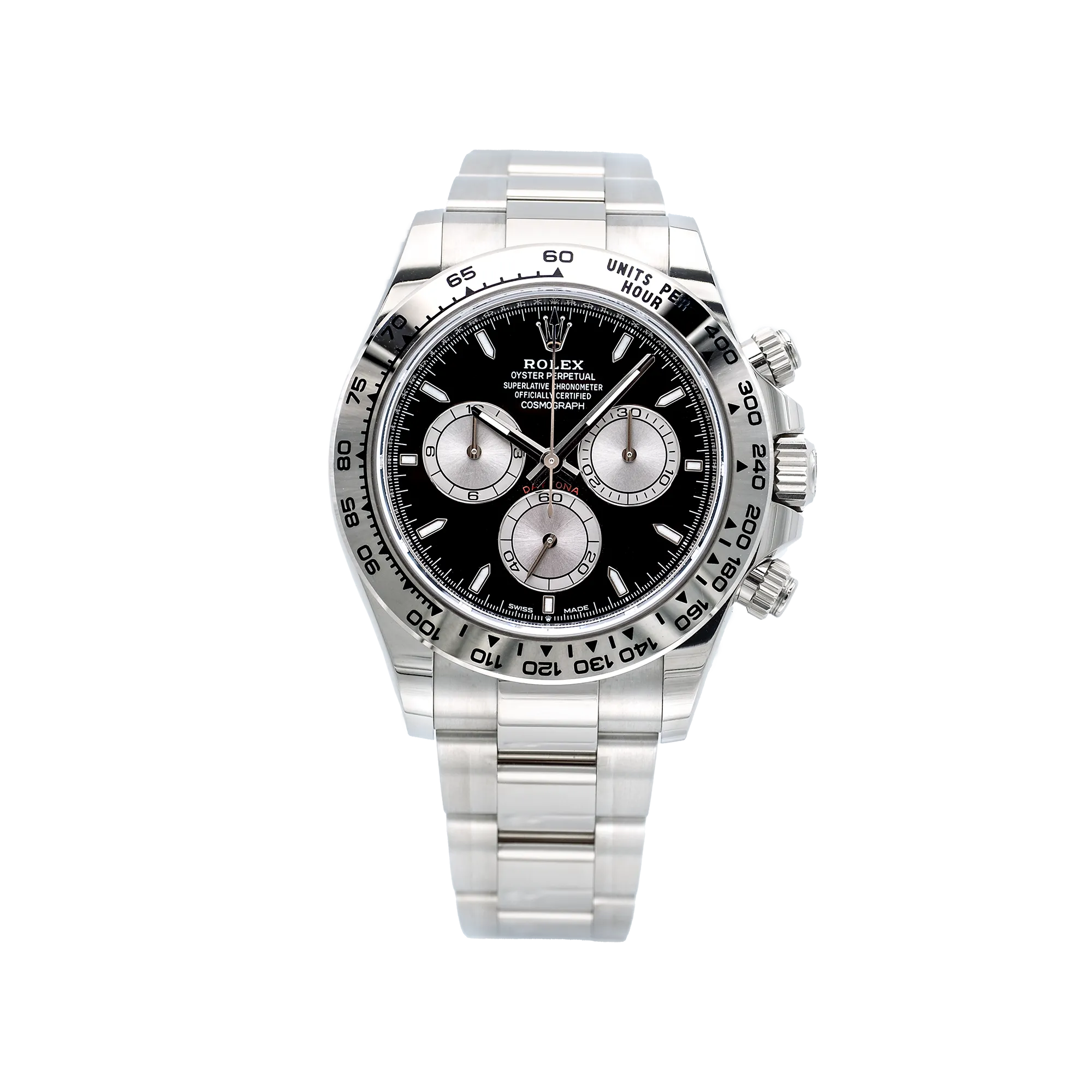 Rolex Daytona "Baby Le Mans" White Gold Black Steel Dial Oyster 126509 - Front